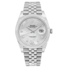 Used NEW Rolex Datejust 41 18K White Gold Steel MOP Diamond Dial Jubilee Watch 126334
