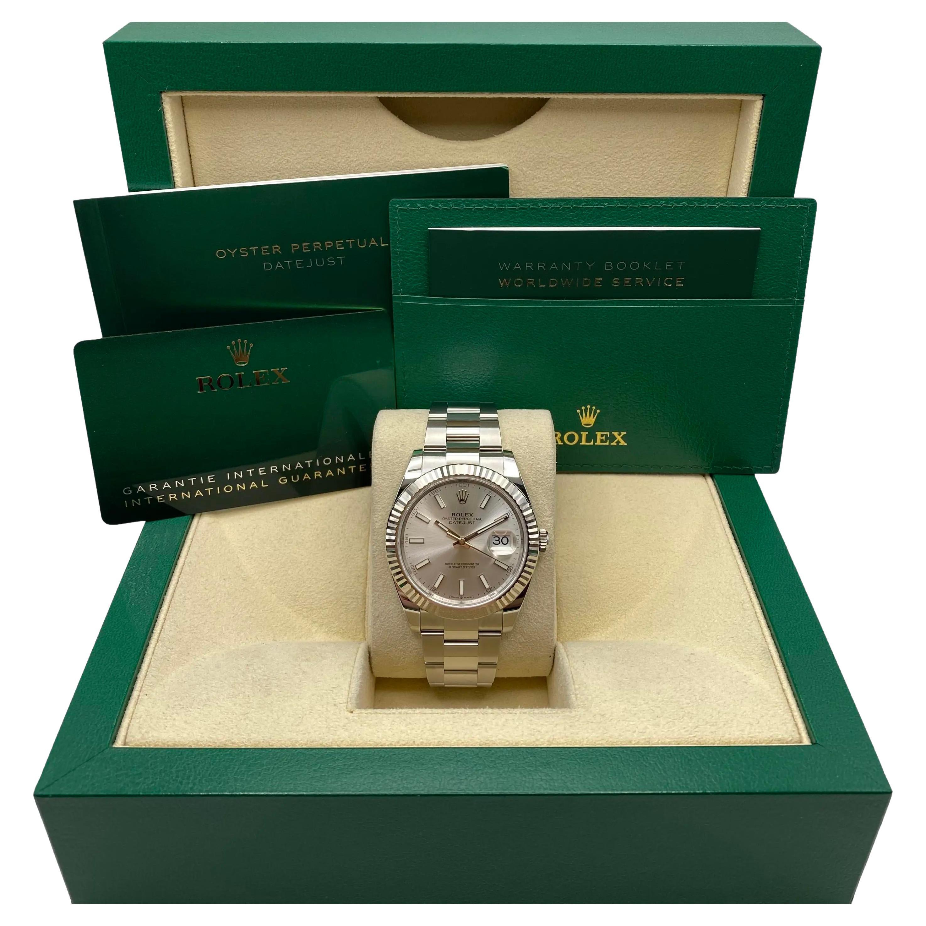 Nuovo Rolex Datejust 41 Orologio automatico con quadrante argento e acciaio in oro bianco 18 carati 126334