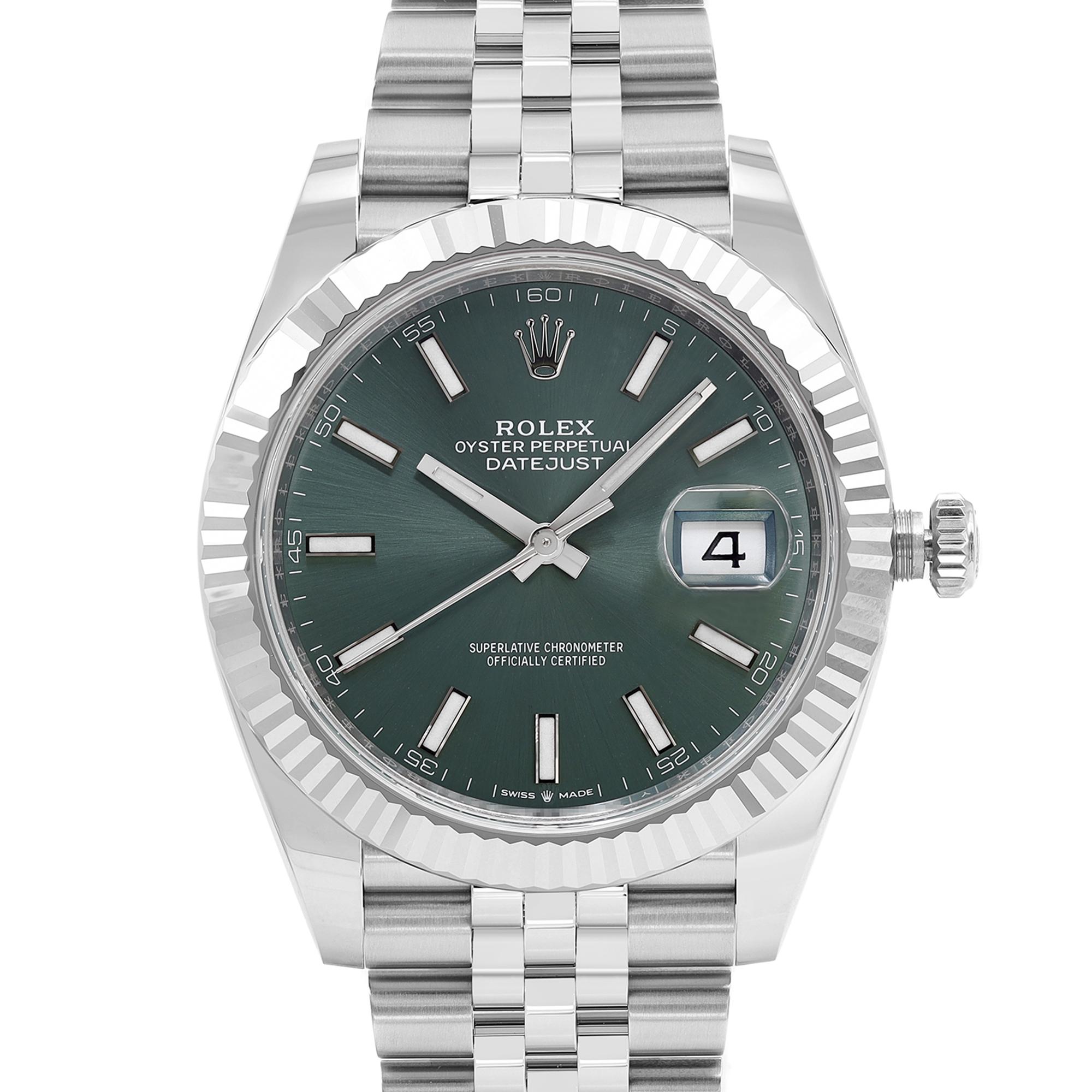 Nuovo Rolex Datejust 41 Verde Menta Nuovo Rilascio Orologio in Acciaio & Oro Bianco 126334 in vendita 7