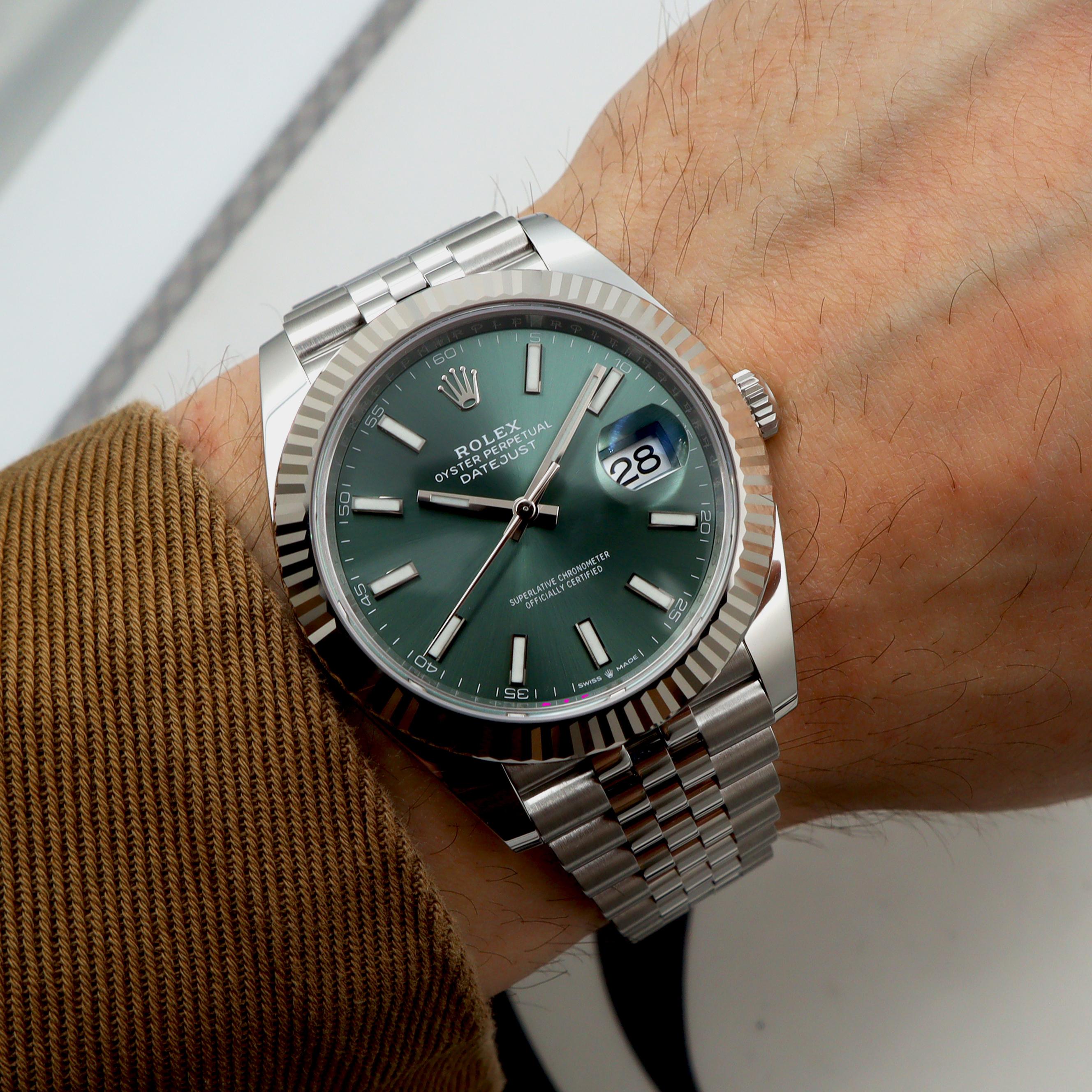 Nuovo Rolex Datejust 41 Verde Menta Nuovo Rilascio Orologio in Acciaio & Oro Bianco 126334 in vendita 4