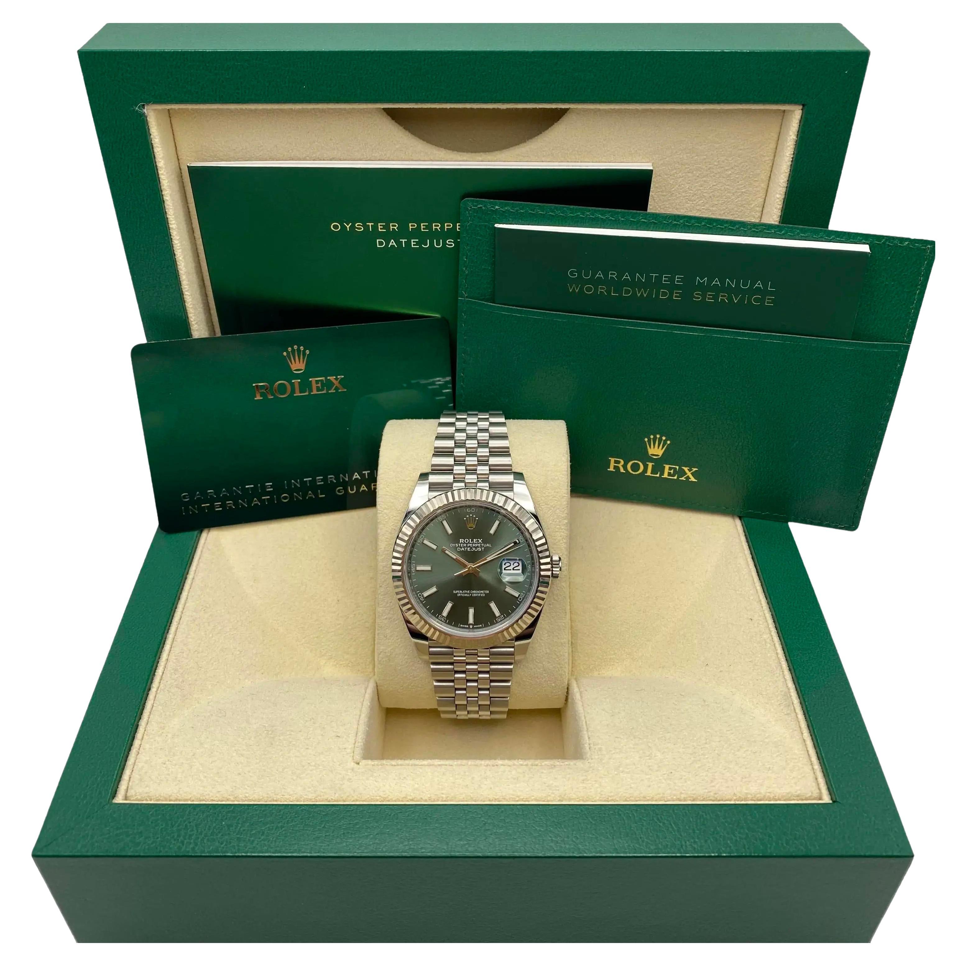 New Rolex Datejust 41 Mint Green New Release Steel White Gold Watch 126334