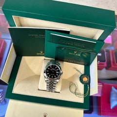 New Rolex Datejust 41 Stainless Steel Black Dial Mens Jubilee Watch 126300 B&P