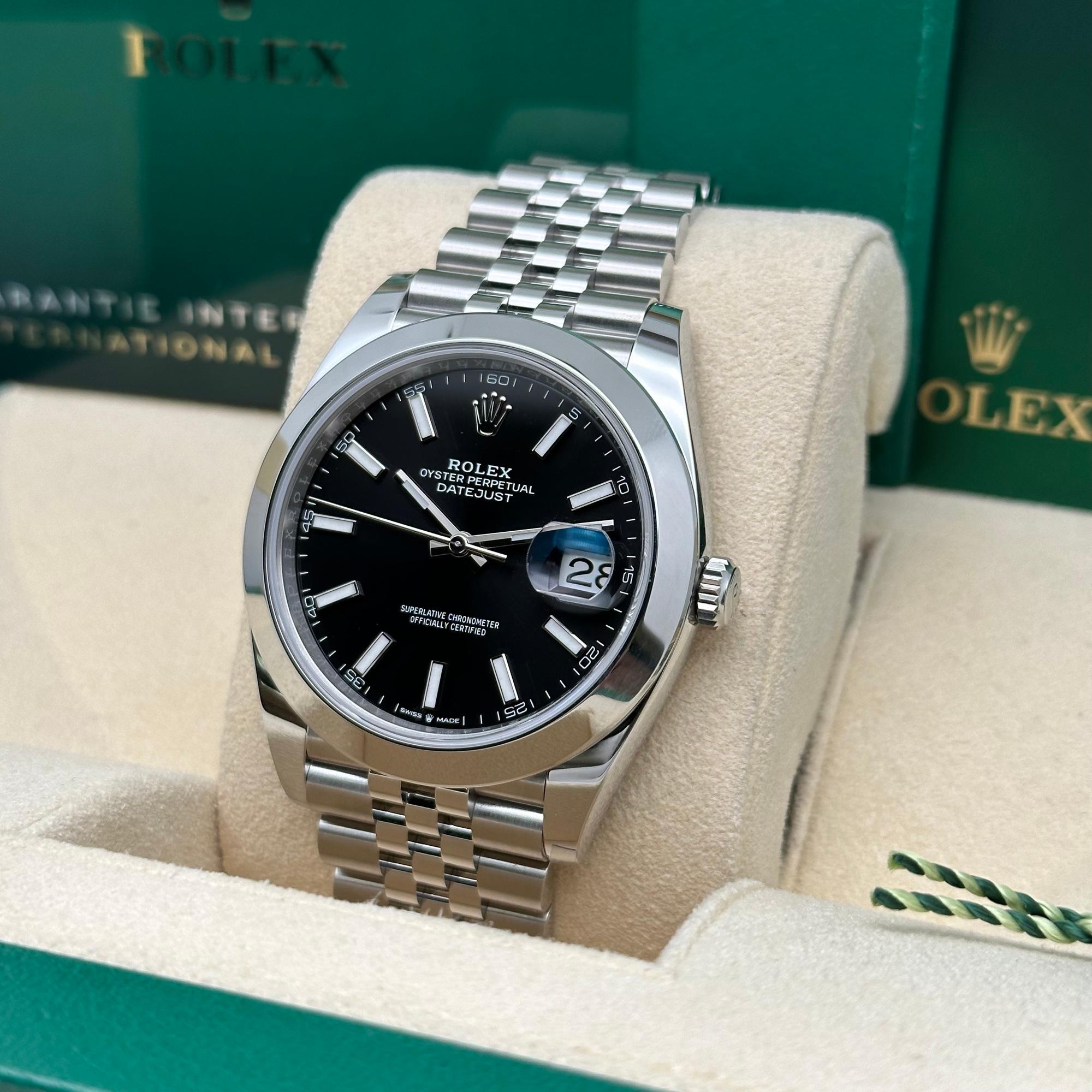 New Rolex Datejust 41 Stainless Steel Black Dial Mens Jubilee Watch 126300 B&P Neuf - En vente à New York, NY