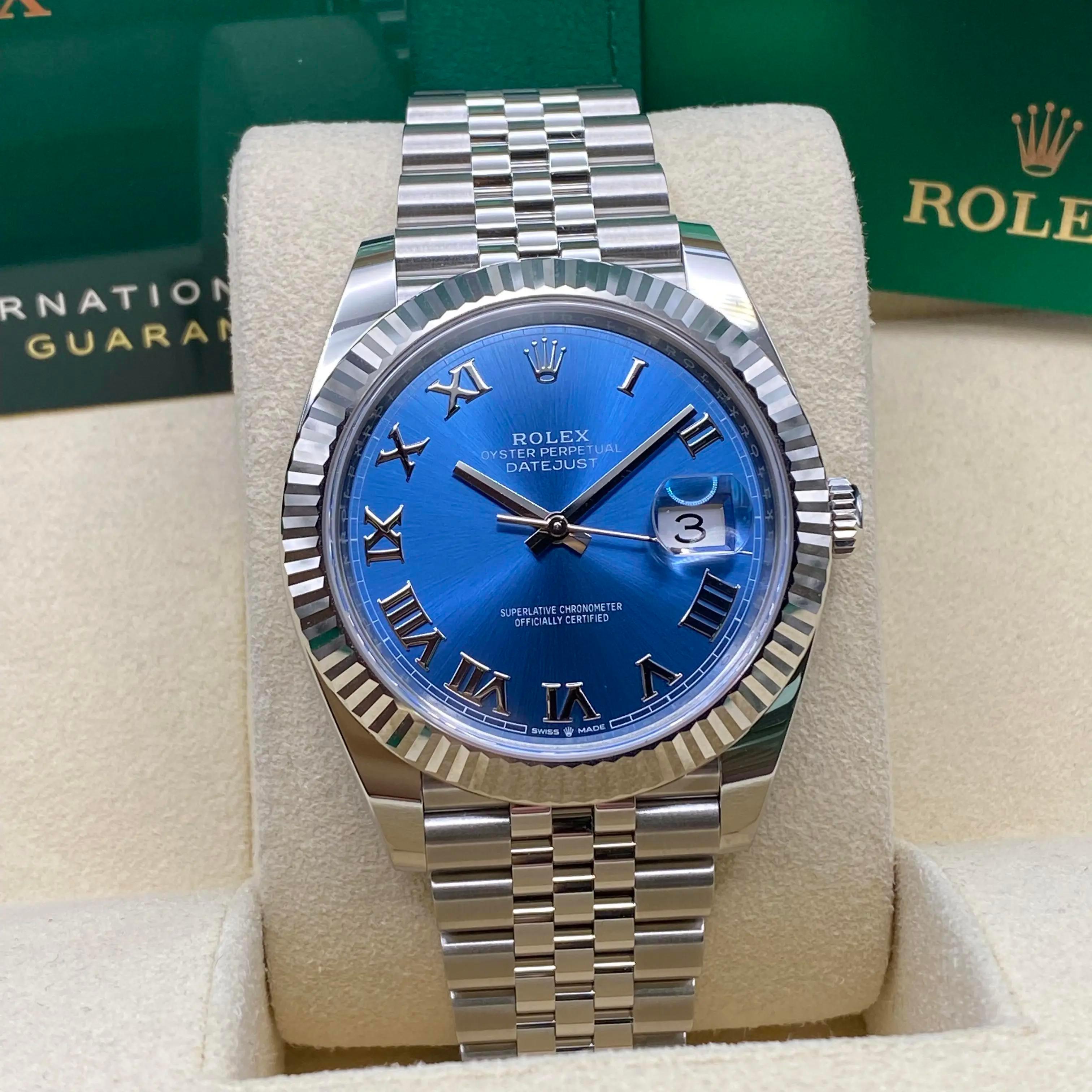 NEW Rolex Datejust 41 Steel 18K Gold Bezel Jubilee Blue Roman Dial Watch 126334 For Sale 11