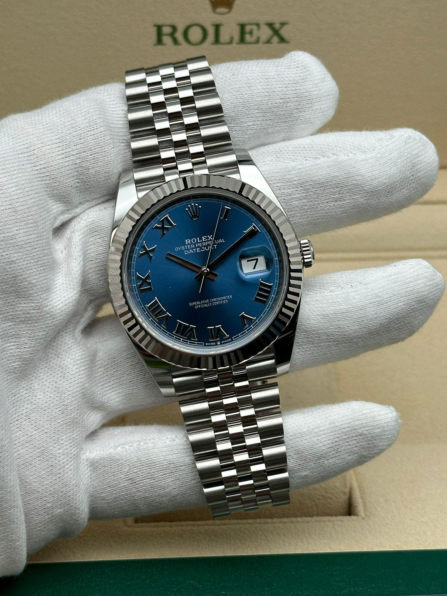 NEW Rolex Datejust 41 Steel 18K Gold Bezel Jubilee Blue Roman Dial Watch 126334 For Sale 3