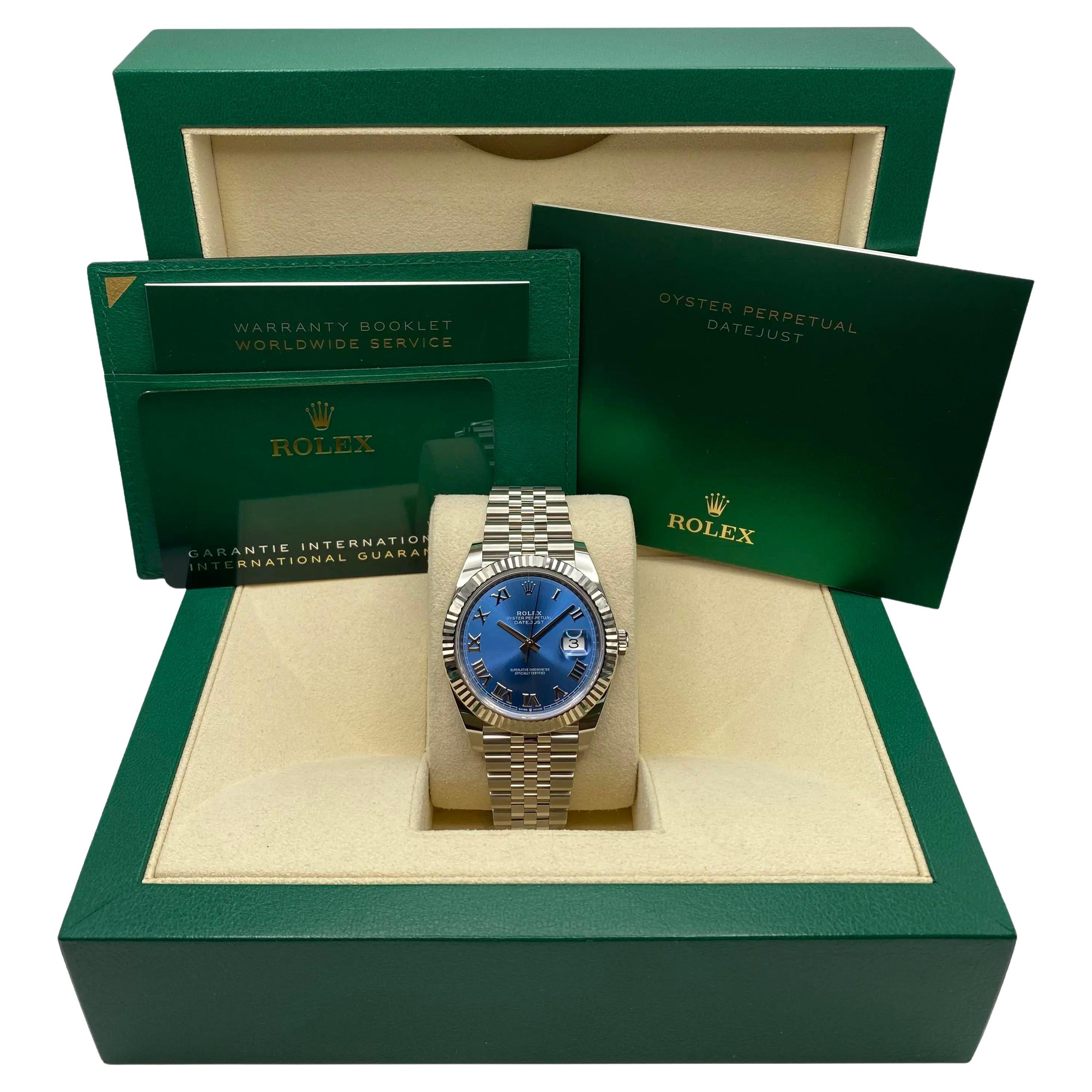 NUEVO Reloj Rolex Datejust 41 Acero 18K Oro Bisel Jubileo Azul Esfera Romana 126334