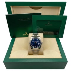 New Rolex Datejust 41 Steel Blue Stick Dial Automatic Mens Watch B&P 126300