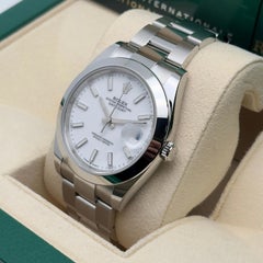 New Rolex Datejust 41 Steel White Index Dial Automatic Watch 126300 B&P 2024