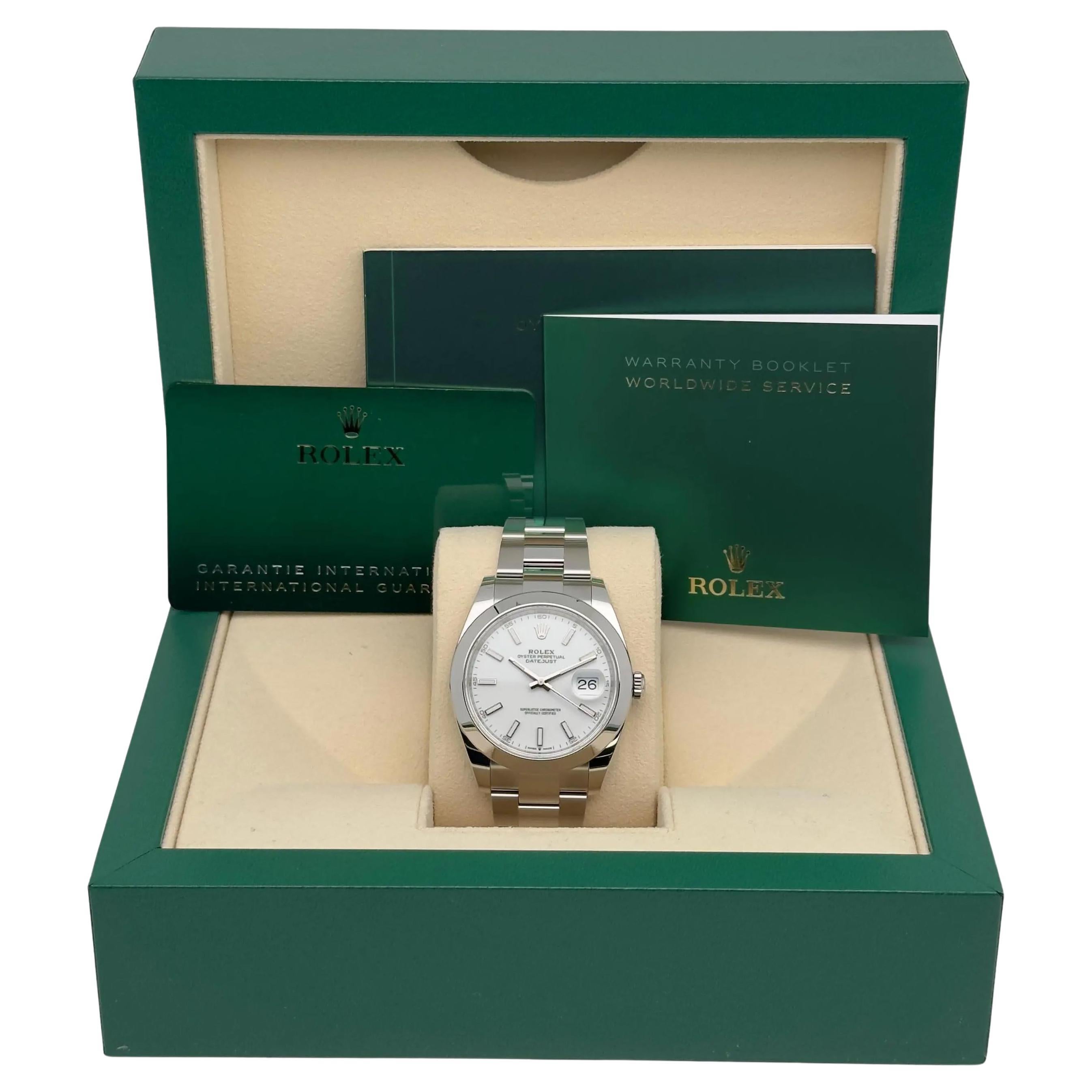 New Rolex Datejust 41 Steel White Index Dial Automatic Watch 126300 B&P 2024