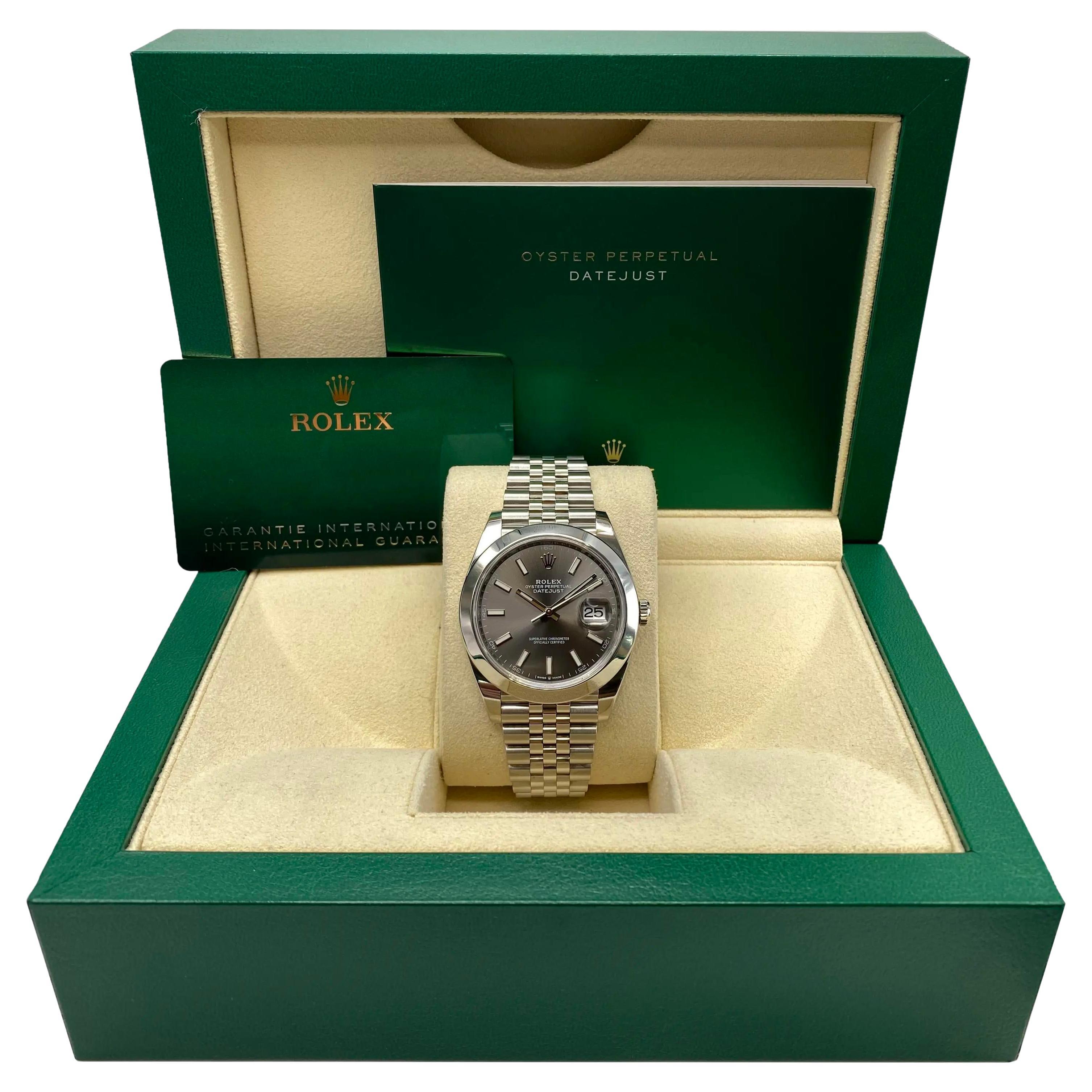 New Rolex Datejust 41mm 126300 Steel Rhodium Dial Automatic Jubilee Watch B&P For Sale