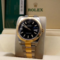 NEW Rolex Datejust 41mm 126333 Yellow Gold Steel Black Dial Oyster Watch B&P
