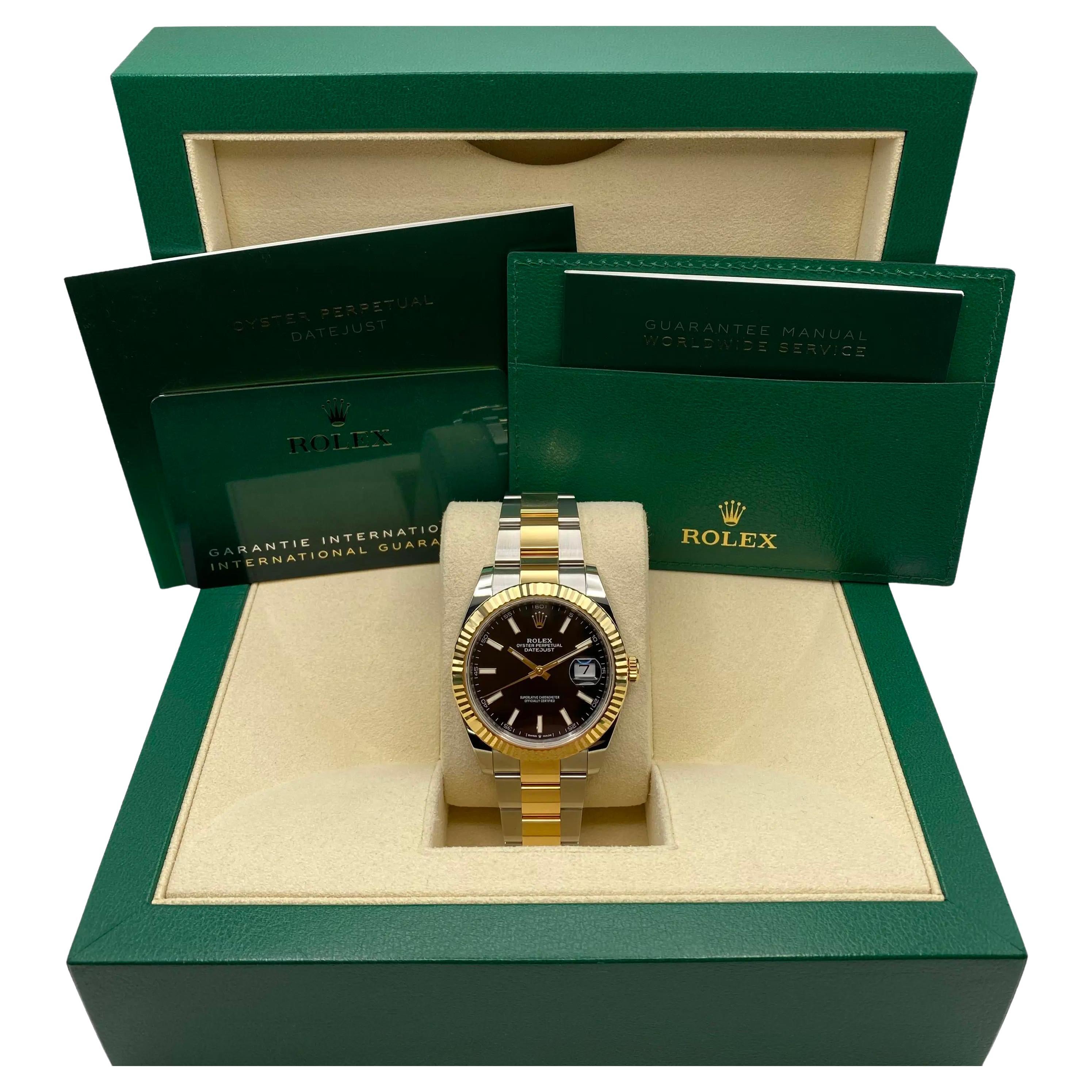 NUEVO Reloj Rolex Datejust 41mm 126333 Oro Amarillo Acero Esfera Negra Oyster B&P
