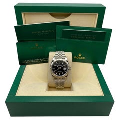 NOUVEAU : Montre Rolex Datejust 41 mm 126334, bracelet Jubilee en acier, cadran noir, mouvement automatique, B&P