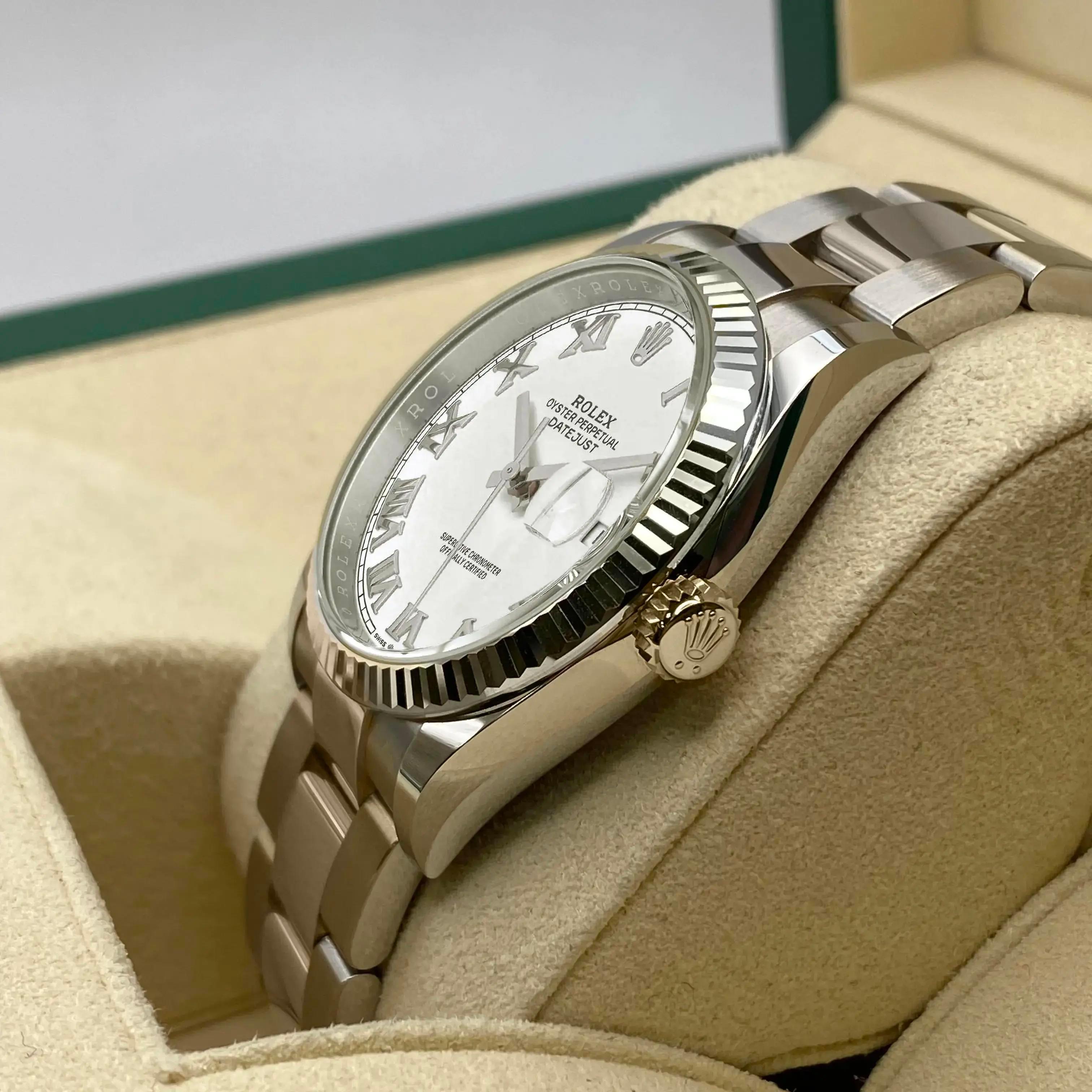 New Rolex Datejust 41mm 126334 Steel White Roman Dial Automatic Watch B&P In New Condition For Sale In New York, NY