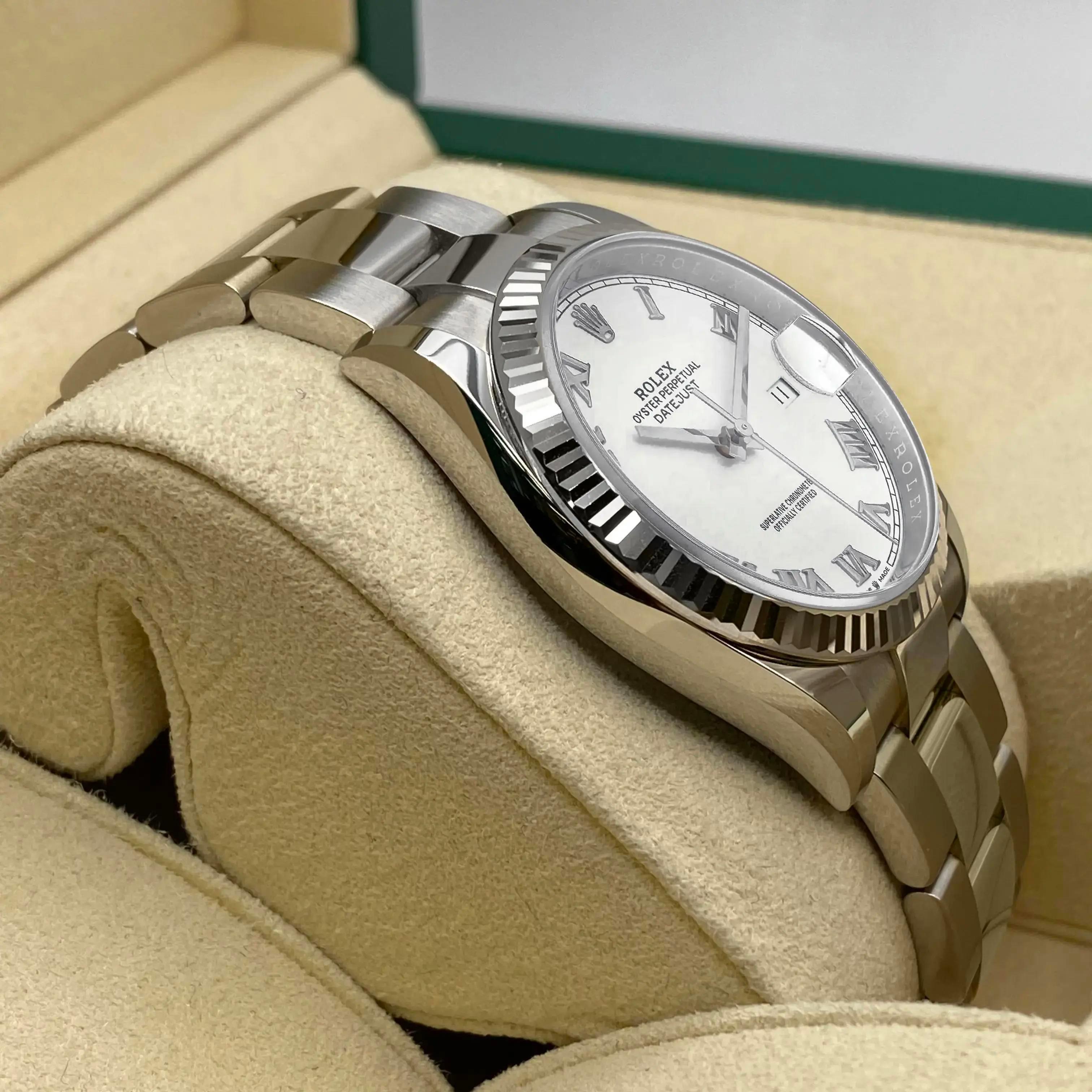 Women's or Men's New Rolex Datejust 41mm 126334 Steel White Roman Dial Automatic Watch B&P For Sale
