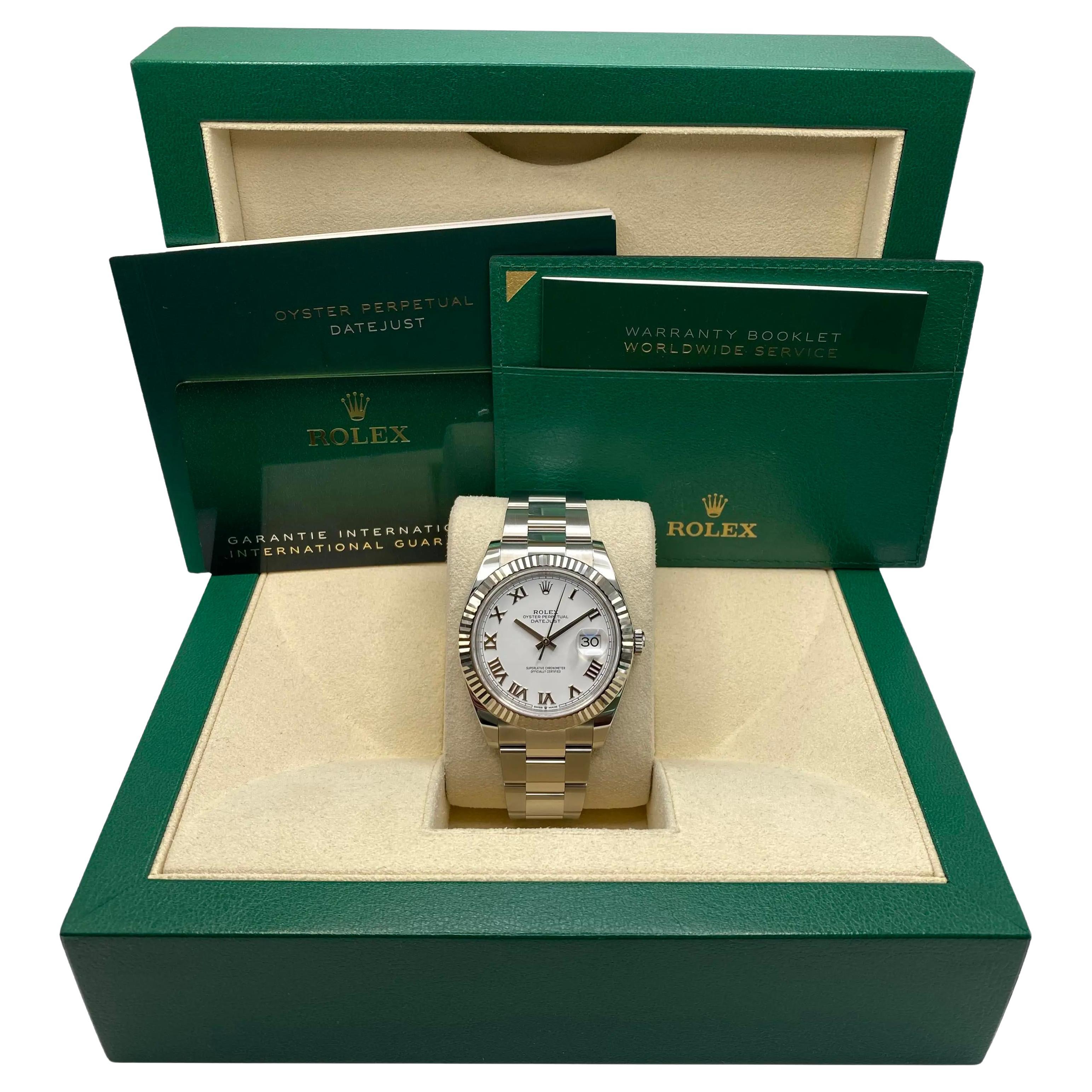 Nuovo Rolex Datejust 41mm 126334 Acciaio Quadrante Romano Bianco Orologio Automatico B & A. B.