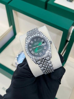 New Rolex Datejust Full Diamond green aftermarket 41mm with box and papers 2020