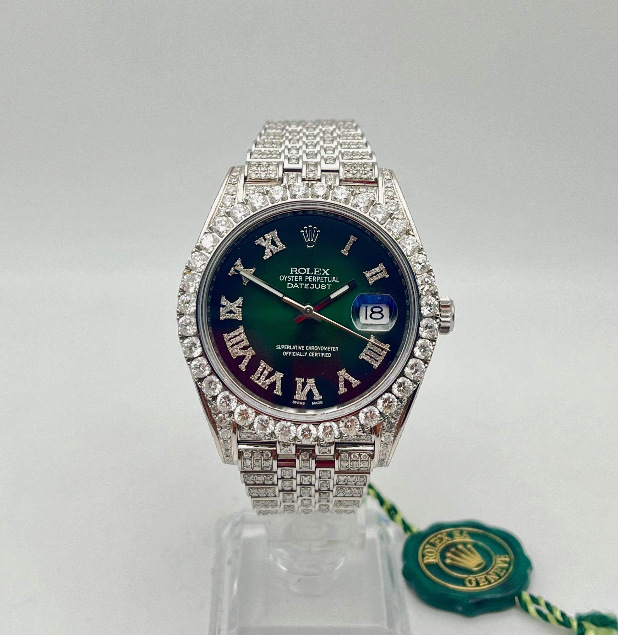 New Rolex Datejust Full Diamond green aftermarket 41mm with box and papers 2020 1
