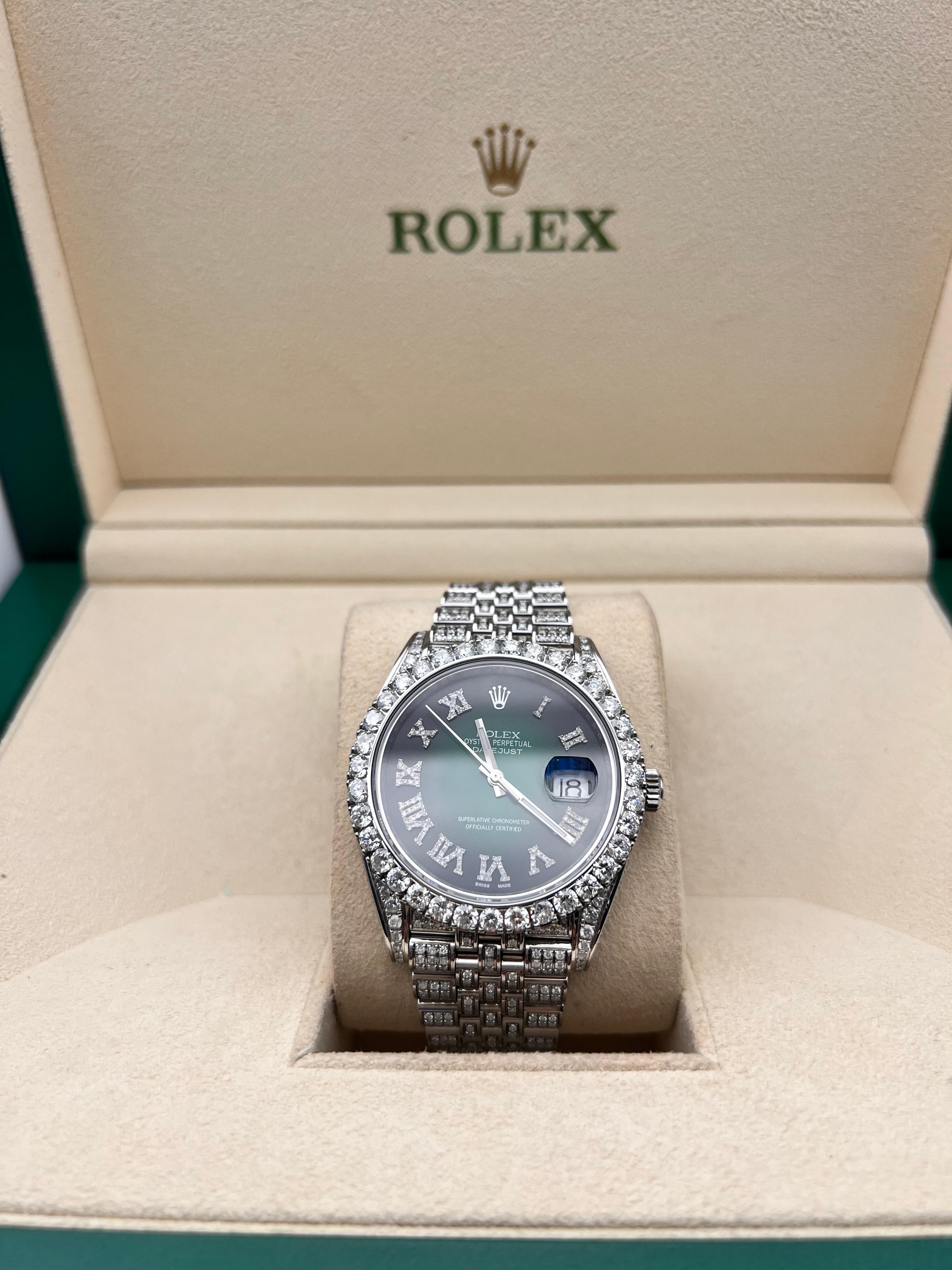 New Rolex Datejust Full Diamond green aftermarket 41mm with box and papers 2020 2