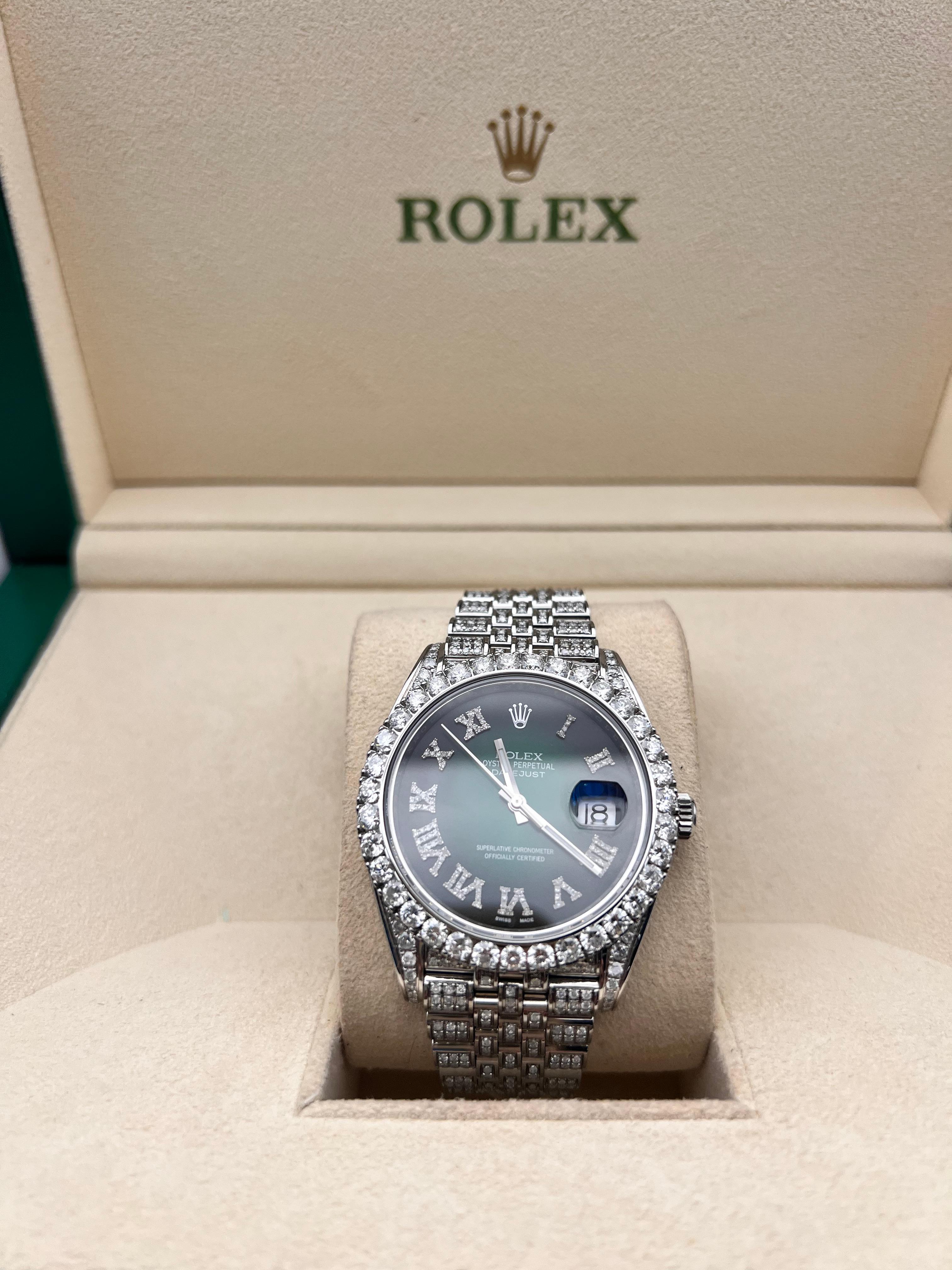 New Rolex Datejust Full Diamond green aftermarket 41mm with box and papers 2020 3