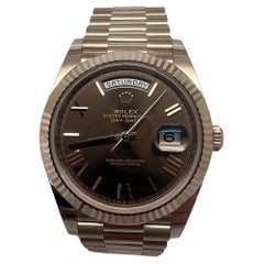 New Rolex Day-Date 40 Rose Gold President 228235 Wristwatch, Chocolate Roman