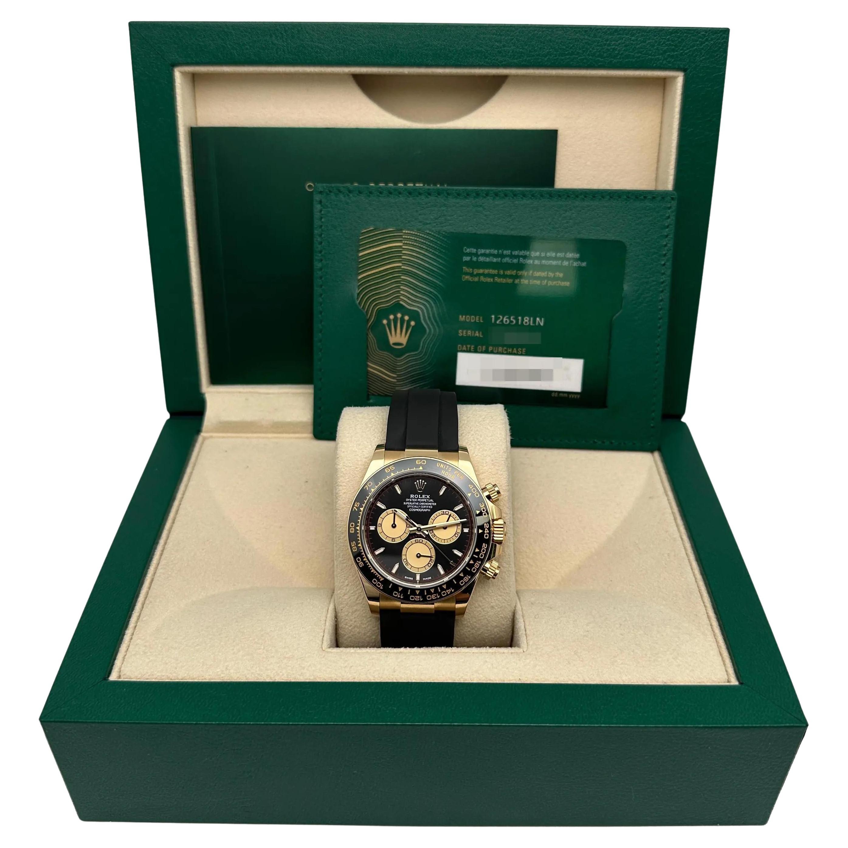 Nuovo Rolex Daytona 126518LN 18k Oro Giallo Paul Newman Quadrante Orologio Scatola di carta