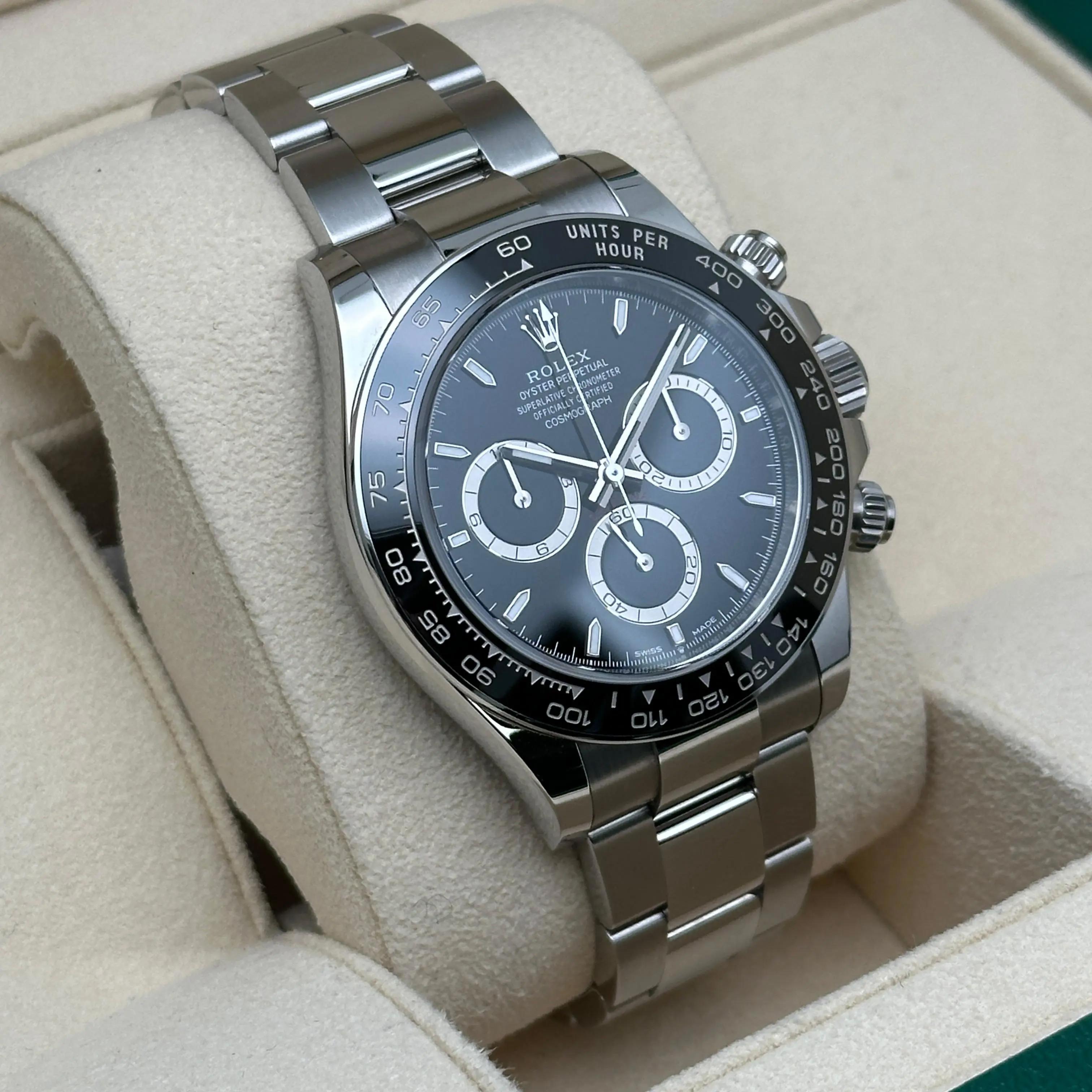 New Rolex Daytona Cosmograph 126500LN Steel Ceramic Black Dial Watch B&P 2024 Pour hommes en vente