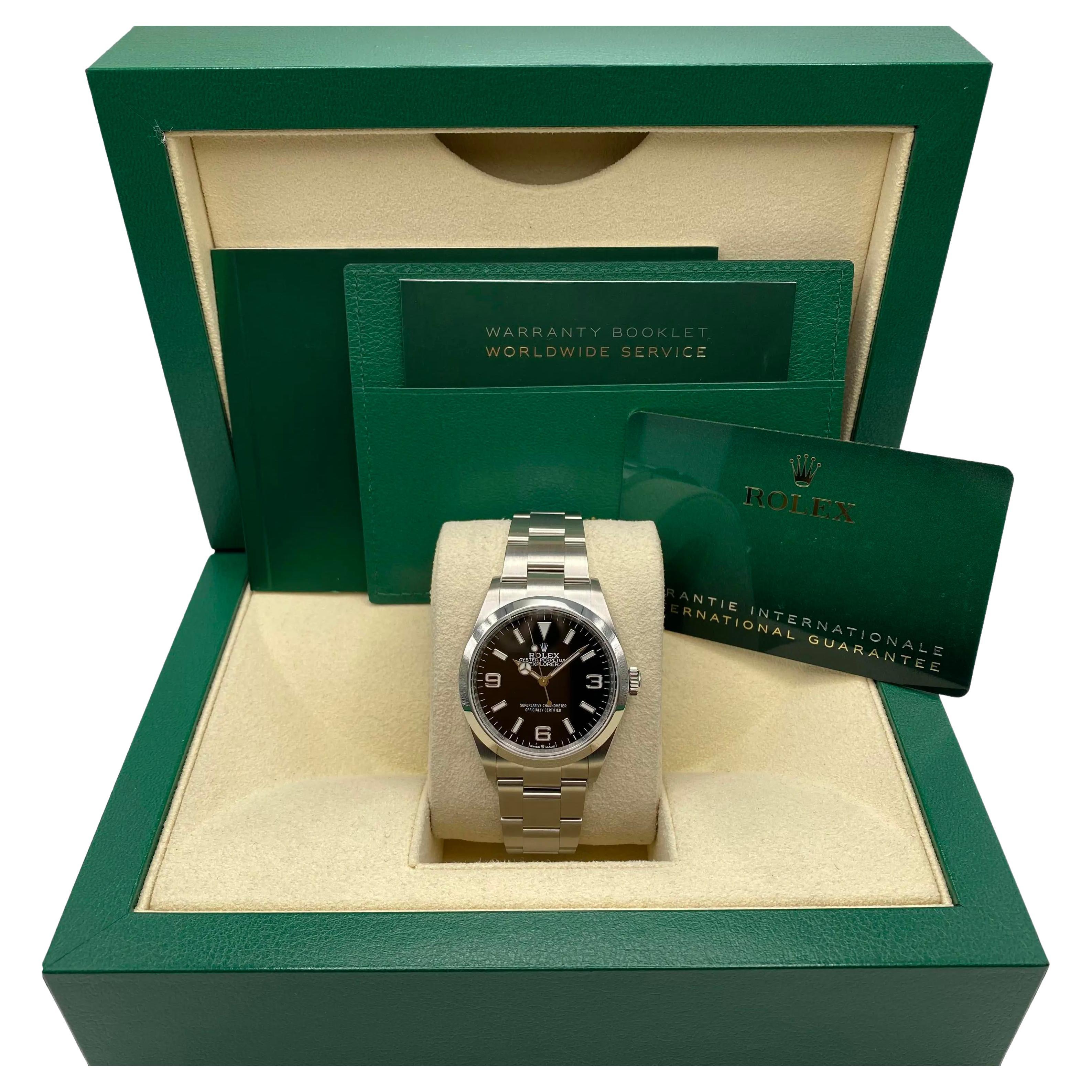 NEW Rolex Explorer 36mm 124270 Steel Black Dial Automatic Watch Box Papers For Sale