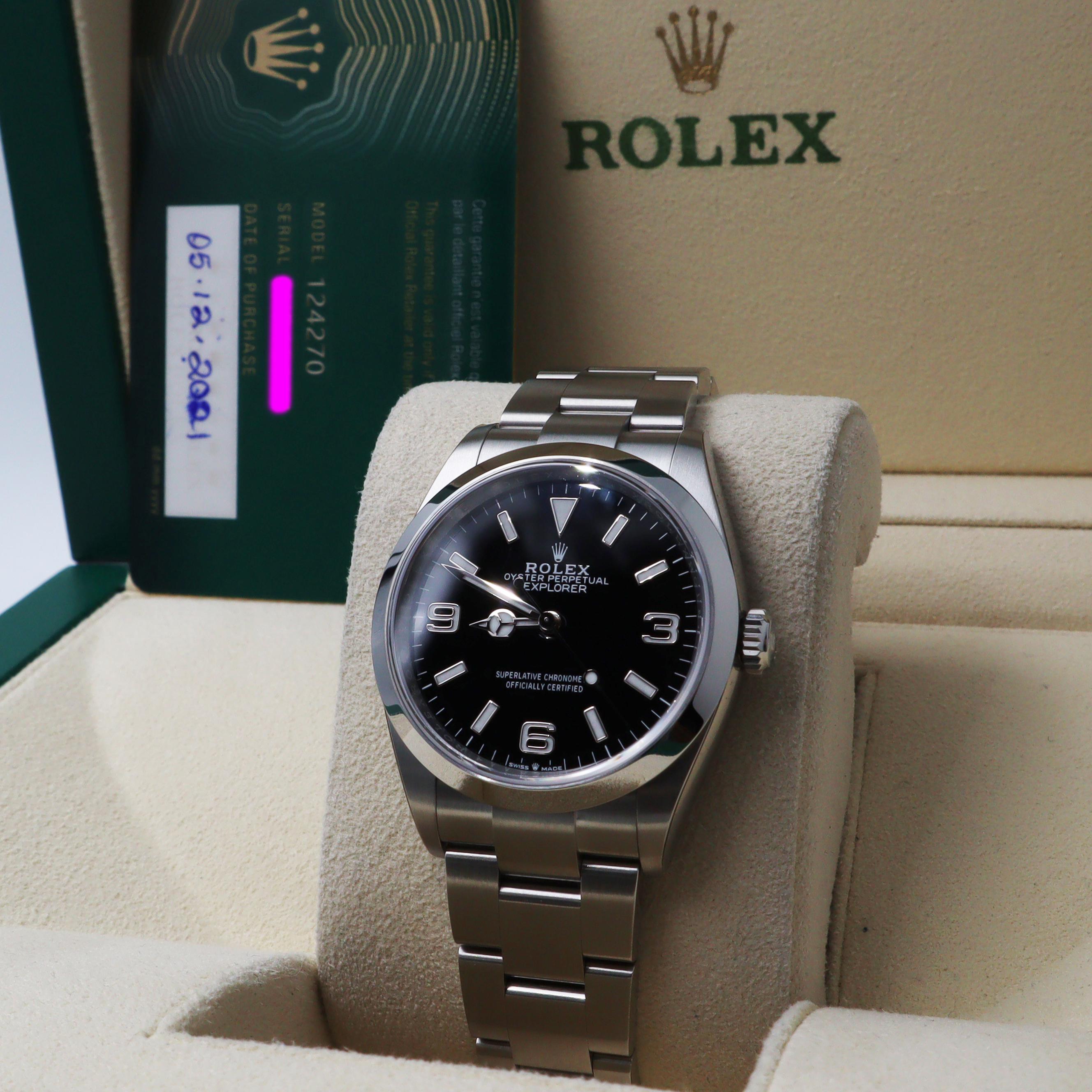 NEW Rolex Explorer 36MM Steel Black Dial Oyster Bracelet Automatic Watch 124270 For Sale 2