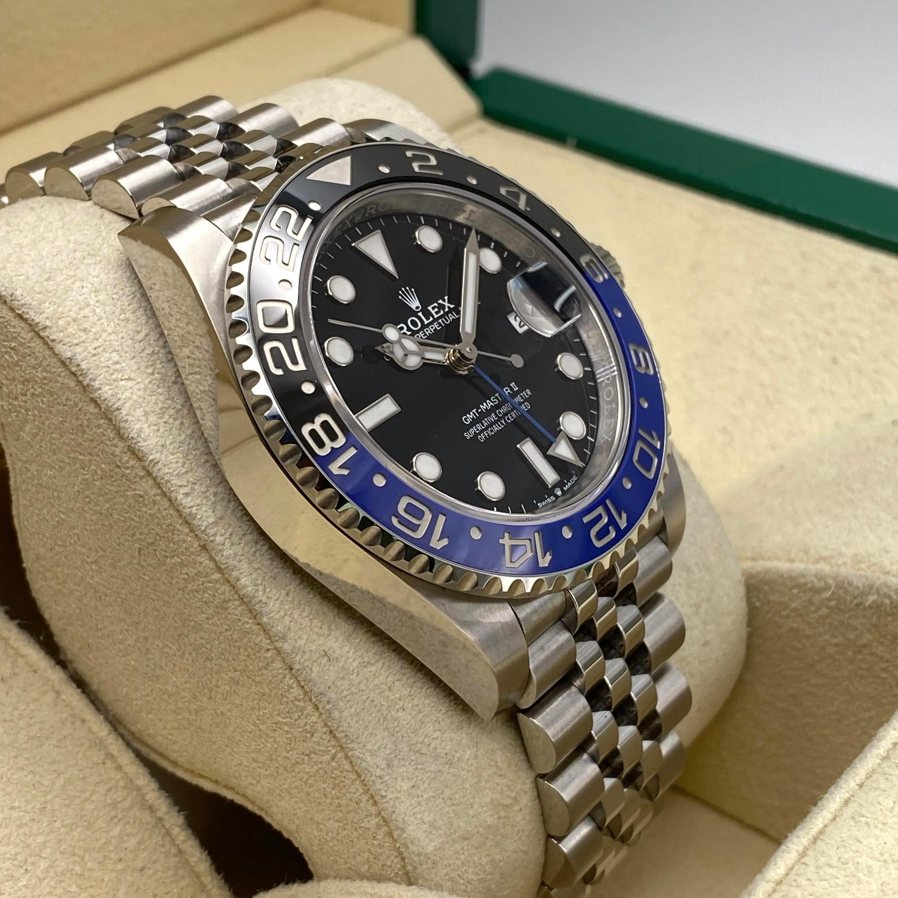 Femenino o masculino Nuevo reloj Rolex GMT-Master II Batgirl Steel Jubilee Black Dial para hombre 126710BLNR en venta