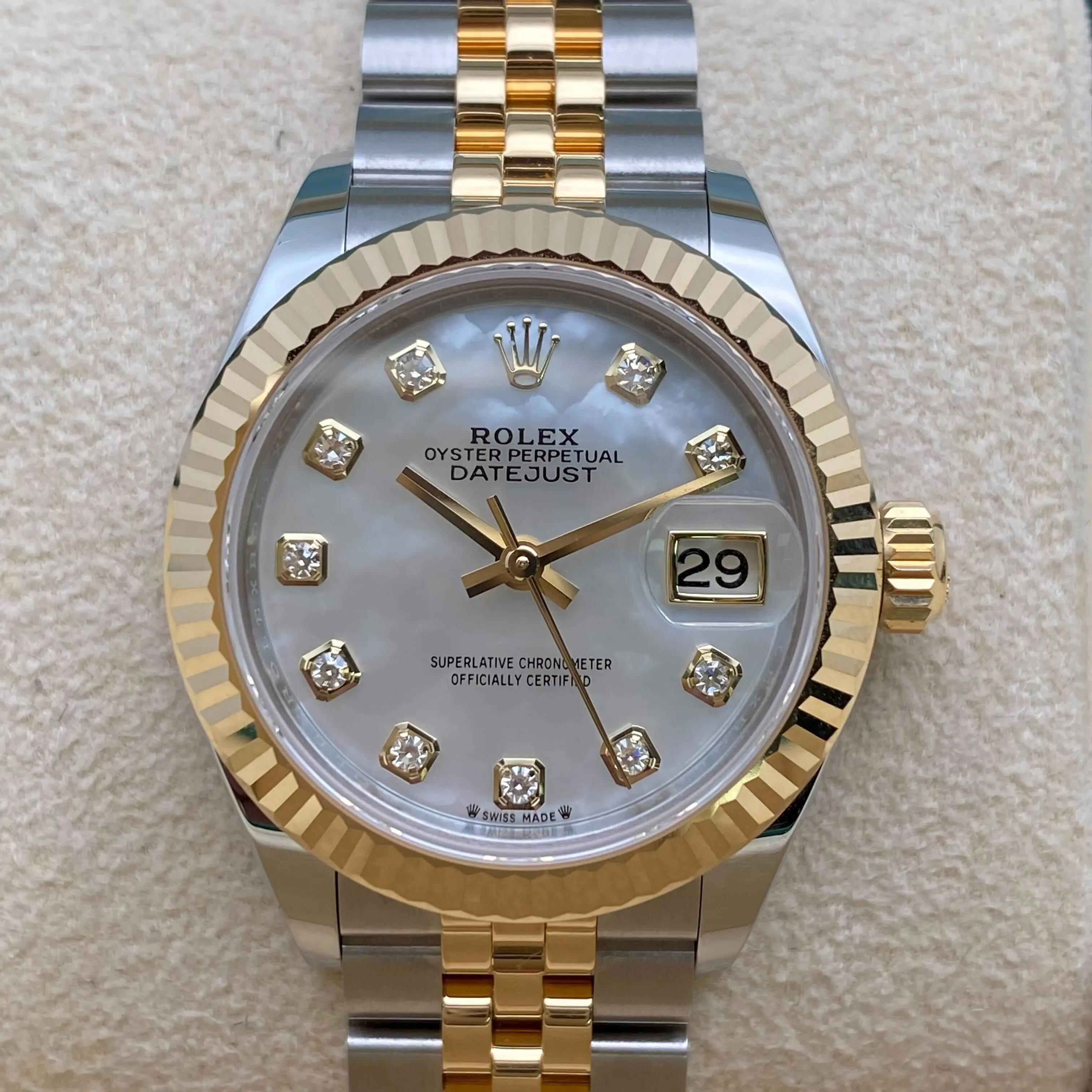 NUEVO Reloj Rolex Lady Datejust 28 de oro amarillo de 18 quilates con esfera de diamantes 279173 en Nuevo estado para la venta en New York, NY