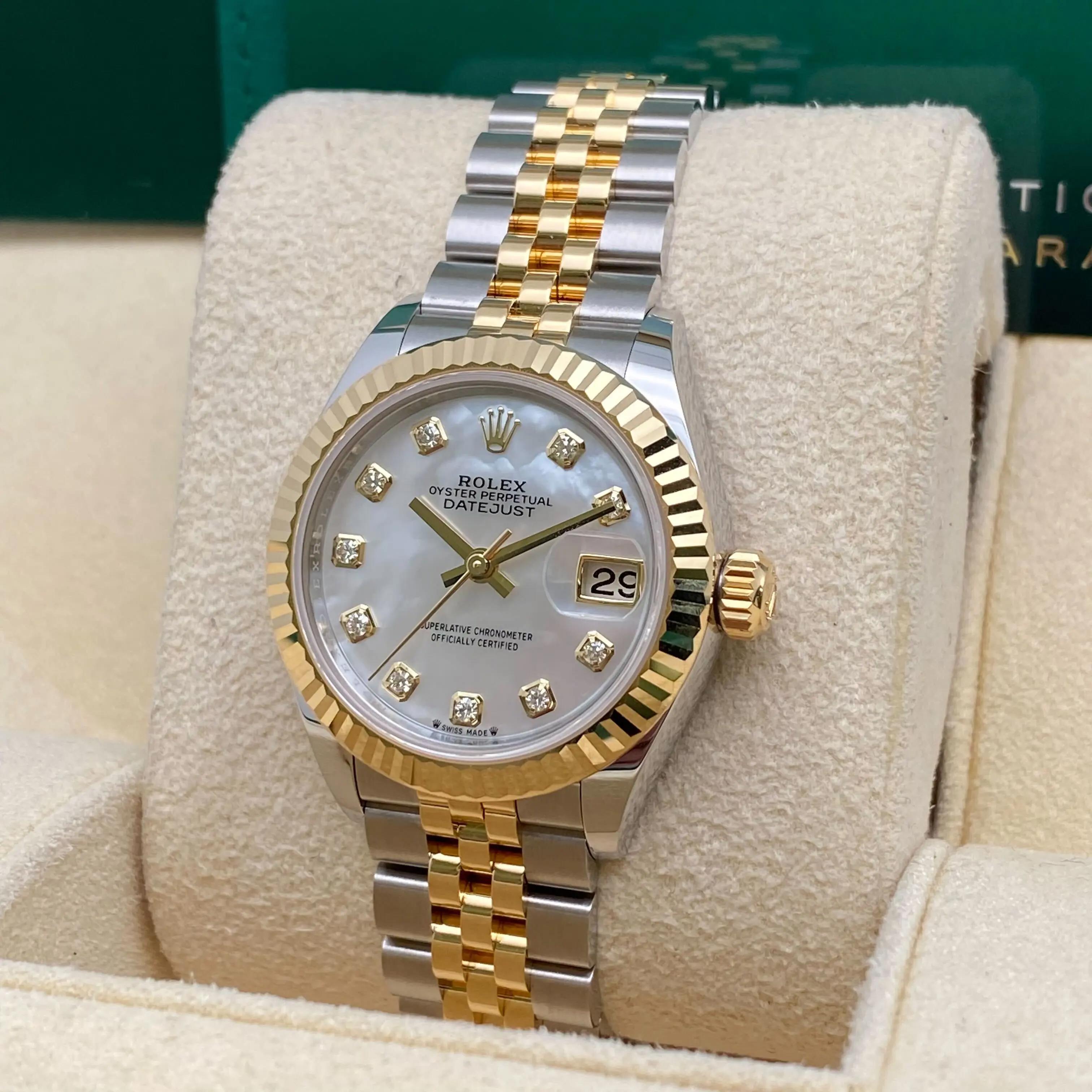 De las mujeres NUEVO Reloj Rolex Lady Datejust 28 de oro amarillo de 18 quilates con esfera de diamantes 279173 en venta