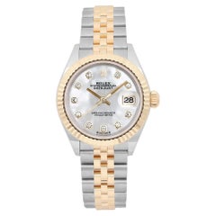 NEW Rolex Lady Datejust 28 18K Yellow Gold Steel MOP Diamond Dial Watch 279173