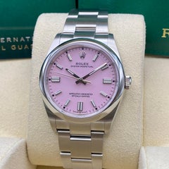 NUOVO Rolex Oyster Perpetual 126000 Acciaio Quadrante Rosa Candy Orologio Automatico B & A. B.