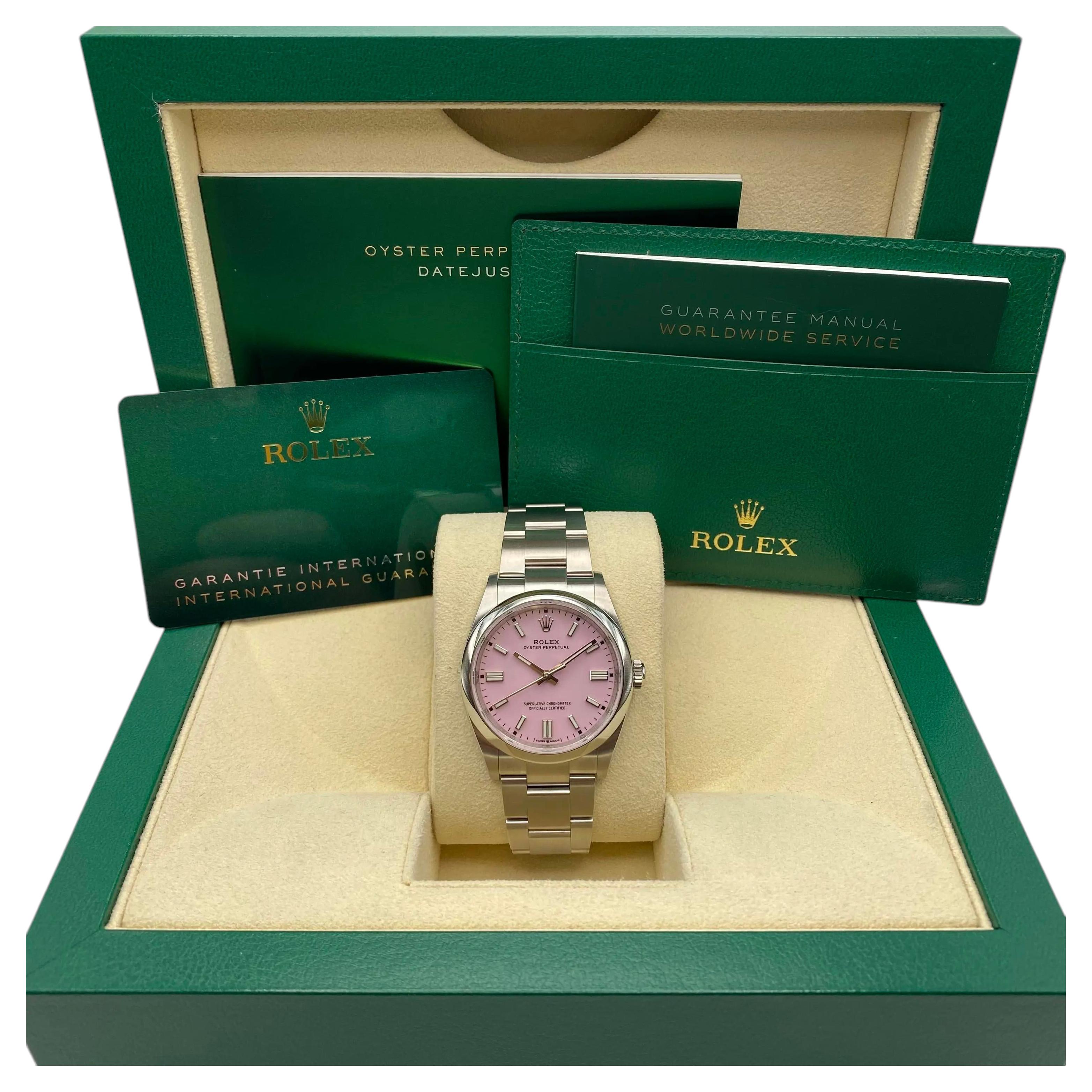 NEW Rolex Oyster Perpetual 126000 Steel Candy Pink Dial Automatic Watch B&P