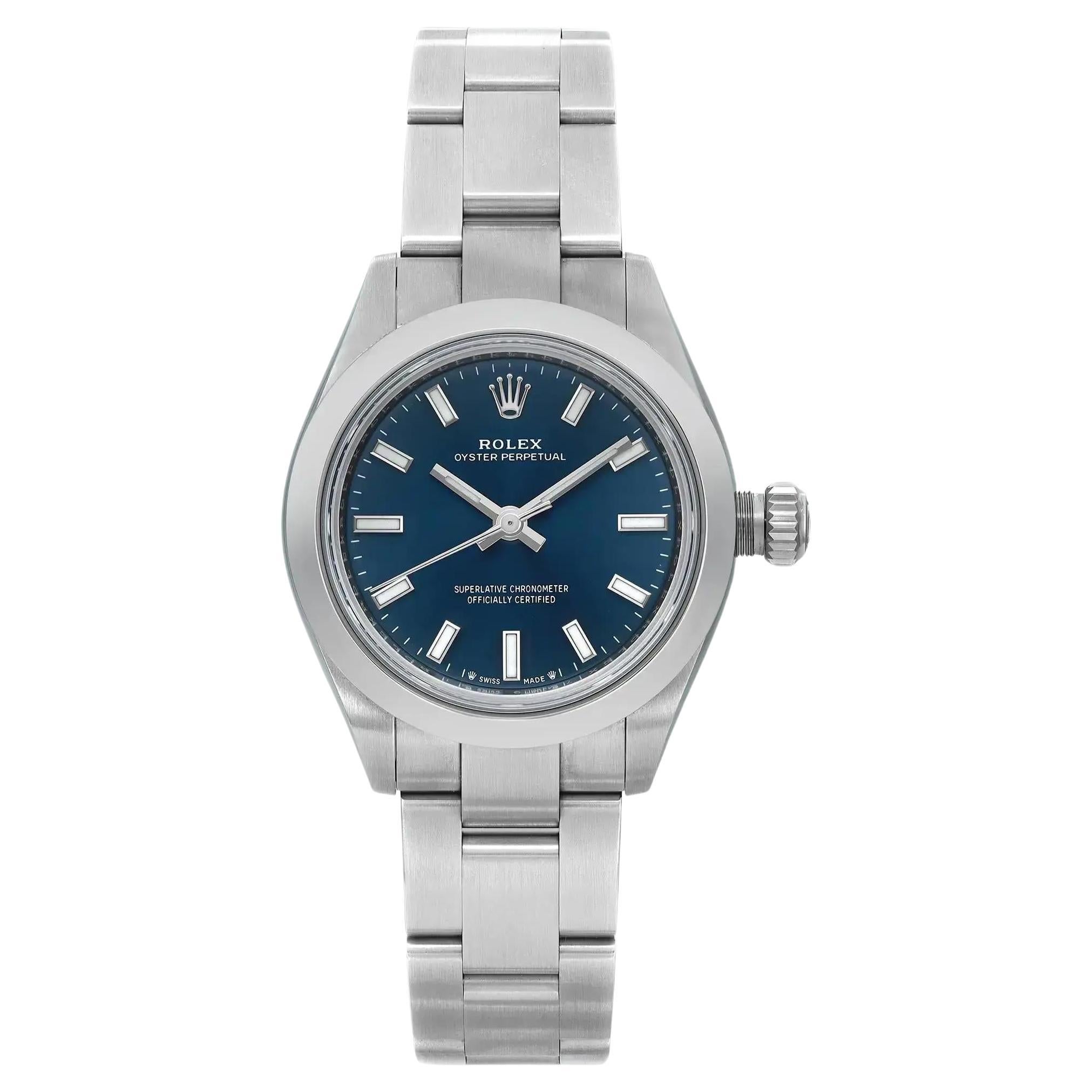 NEW Rolex Oyster Perpetual 28mm Steel Blue Dial Ladies Automatic Watch 276200