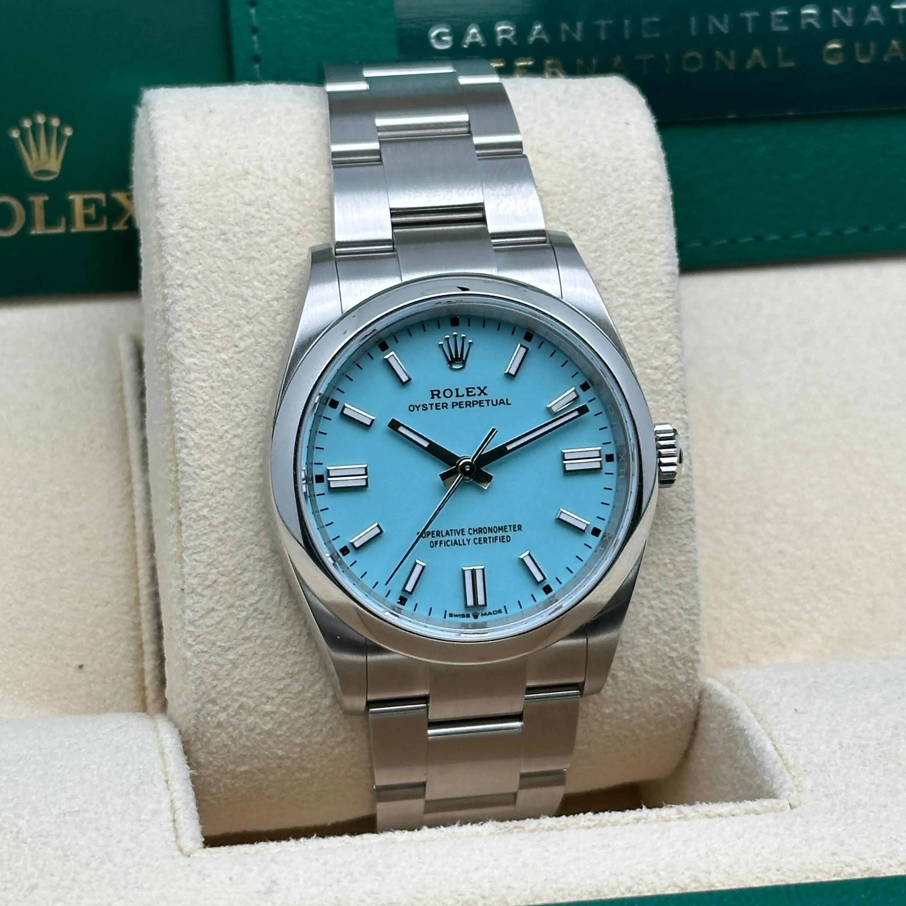 NUEVO Reloj Rolex Oyster Perpetual 36 mm Esfera turquesa personalizada 126000 en venta 1