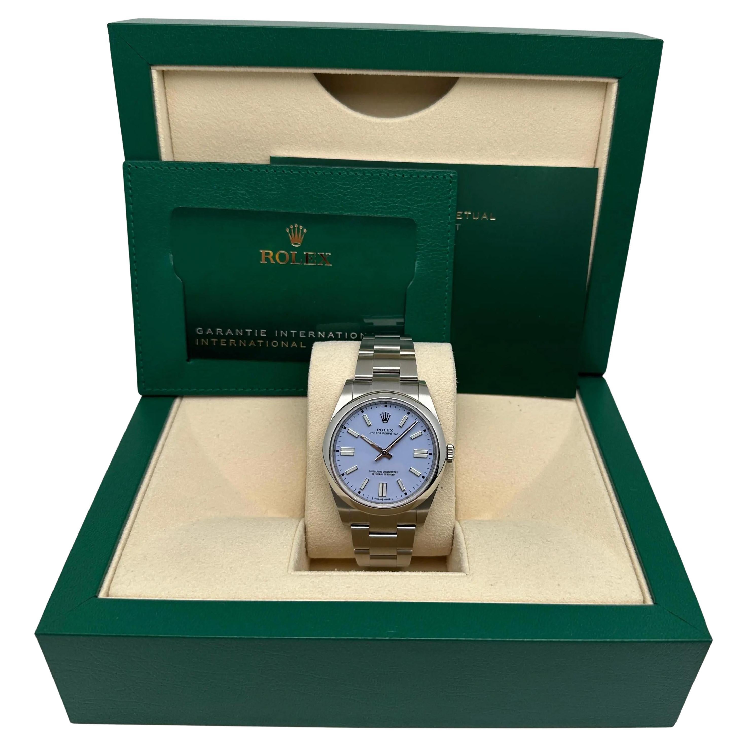 NEW Rolex Oyster Perpetual 41mm 134300 Steel Lavender Dial Watch Box Papers