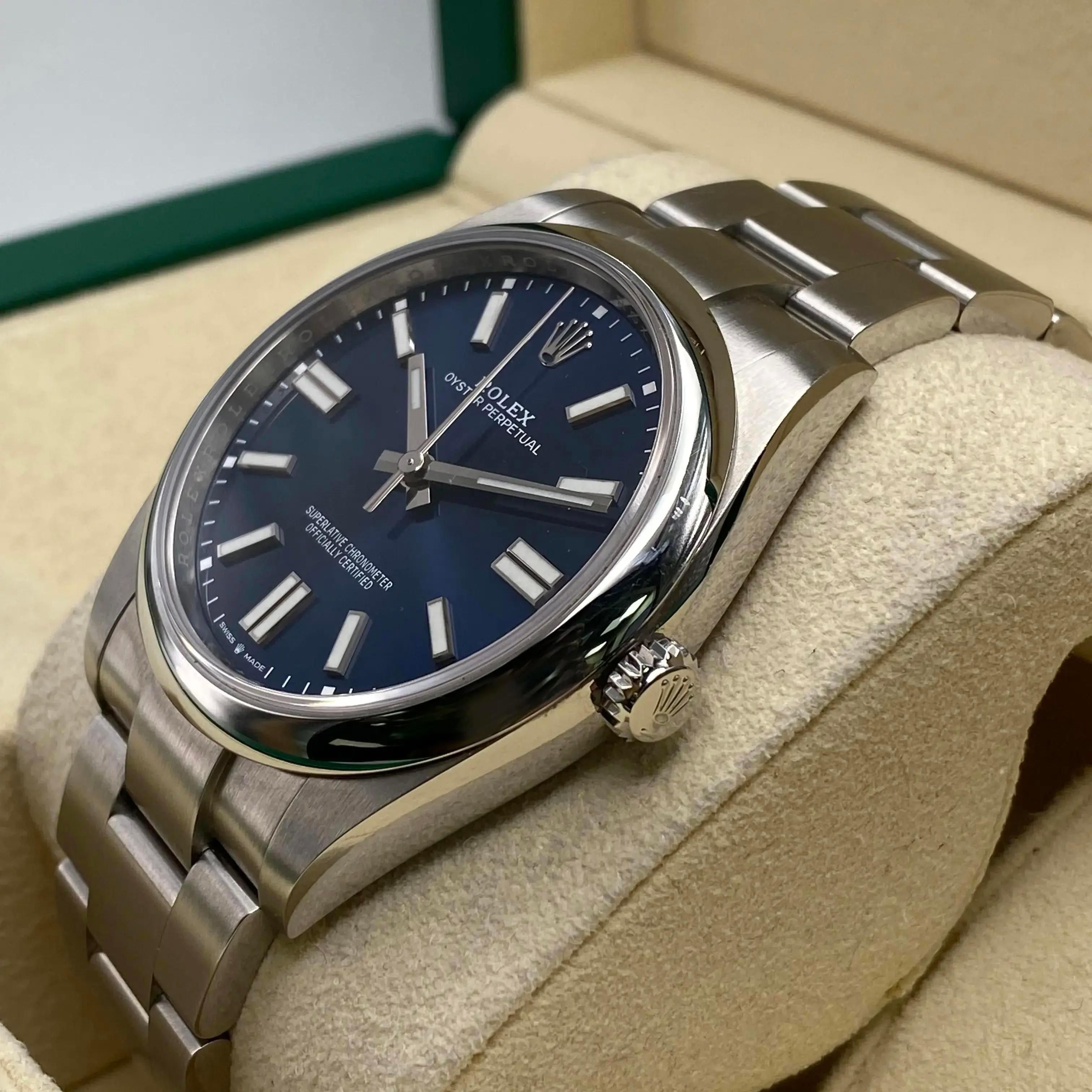 New Rolex Oyster Perpetual Steel 41mm Blue Dial Automatic Mens Watch B&P 124300 In New Condition For Sale In New York, NY