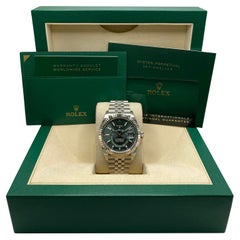 New Rolex Sky-Dweller 18K White Gold Steel Green Dial Jubilee Mens Watch 336934