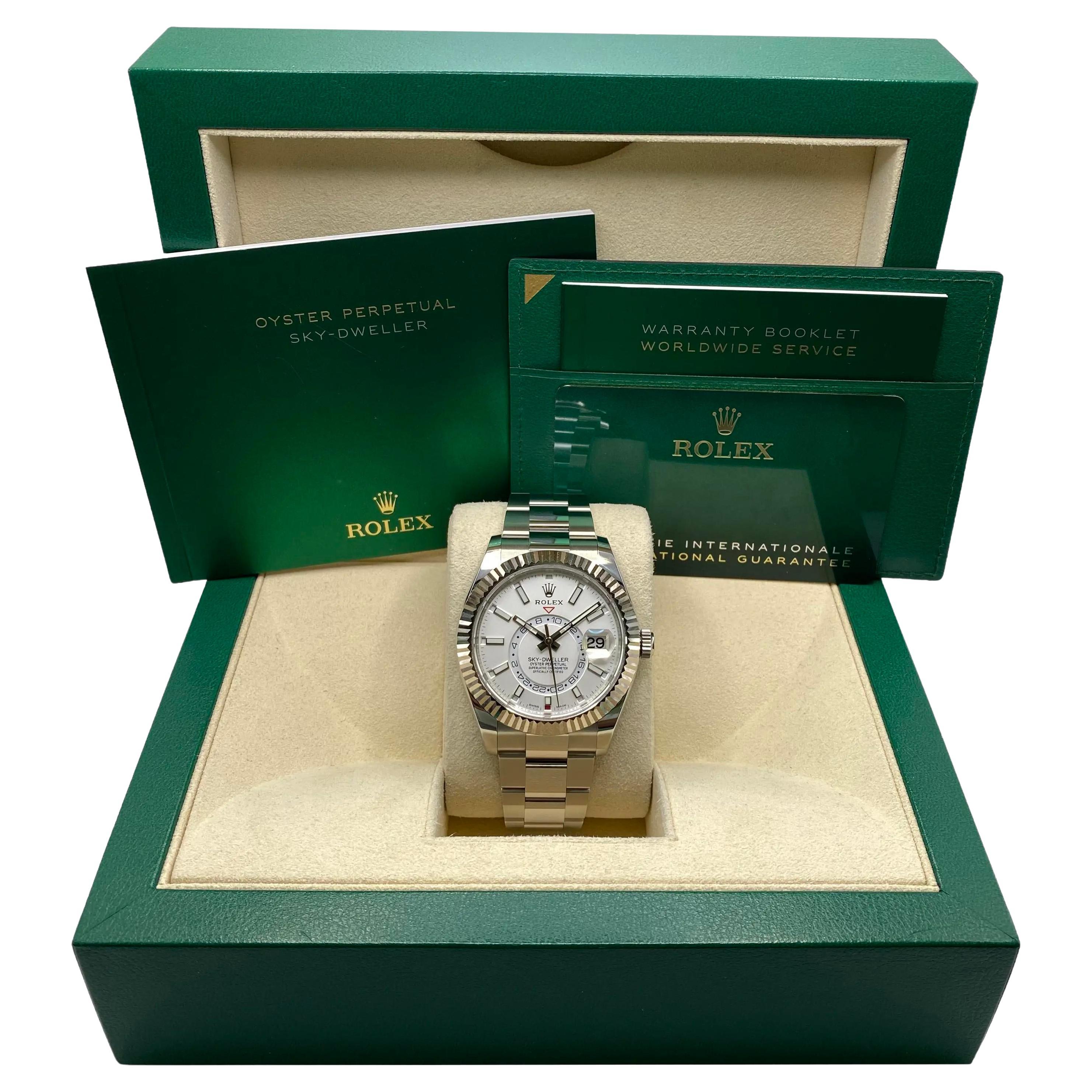 NEW Rolex Sky-Dweller 326934 18k Gold Steel White Dial Mens Automatic Watch B&P
