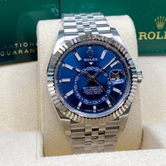 NEW Rolex Sky-Dweller Jubilee Steel 18K White Gold Blue Dial Watch 336934