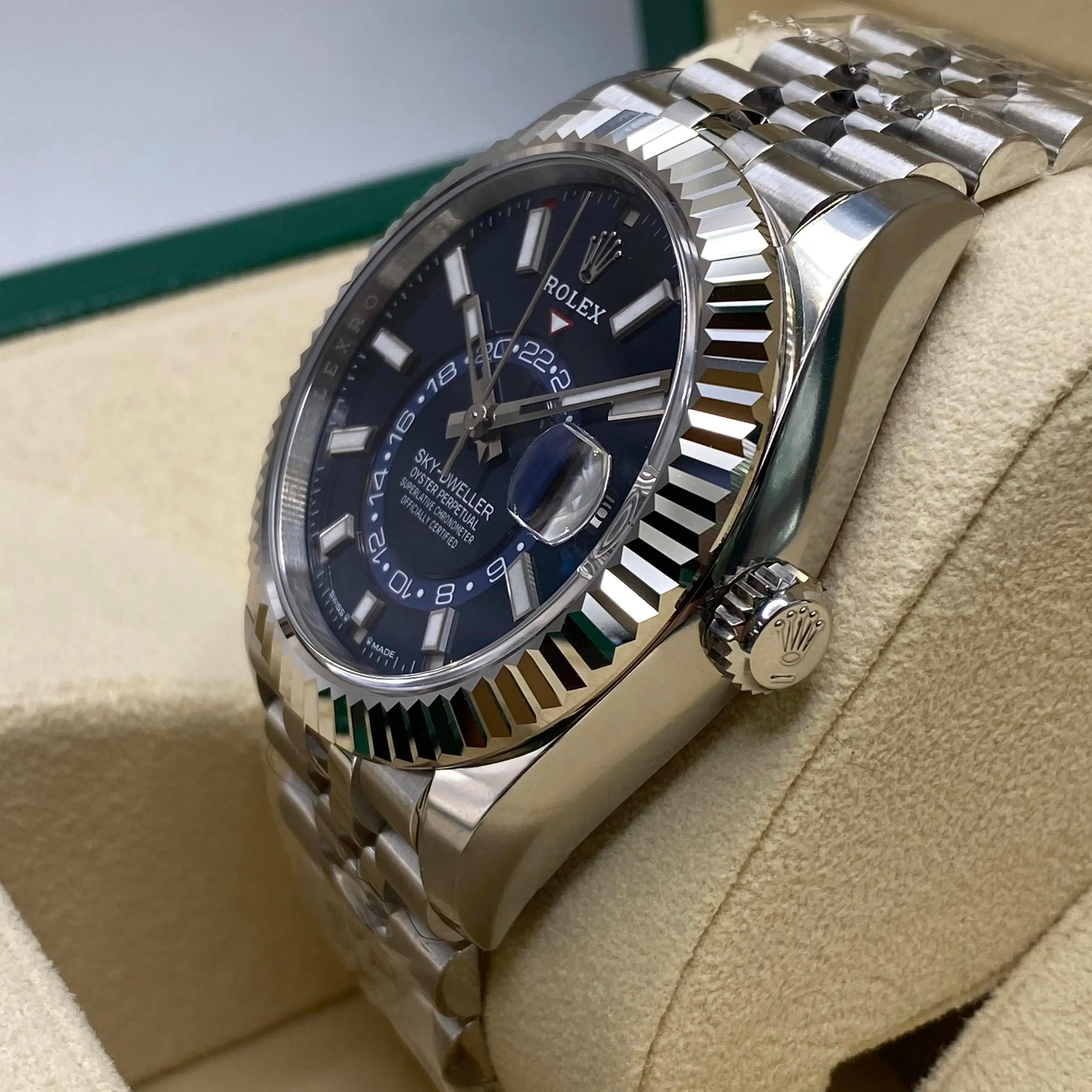 NEW Rolex Sky-Dweller Jubilee Steel 18K White Gold Blue Dial Watch 336934 For Sale 1
