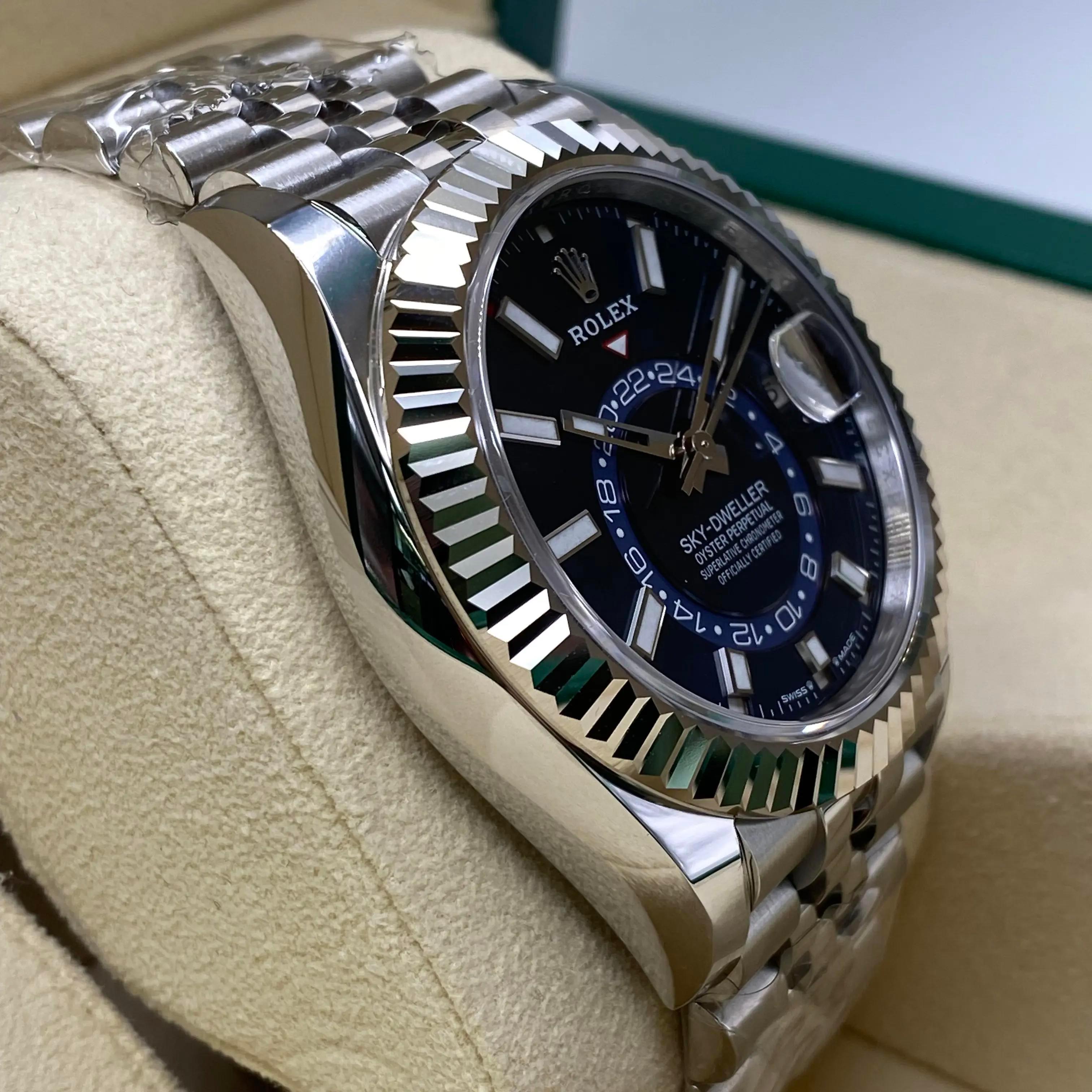 NEW Rolex Sky-Dweller Jubilee Steel 18K White Gold Blue Dial Watch 336934 For Sale 2
