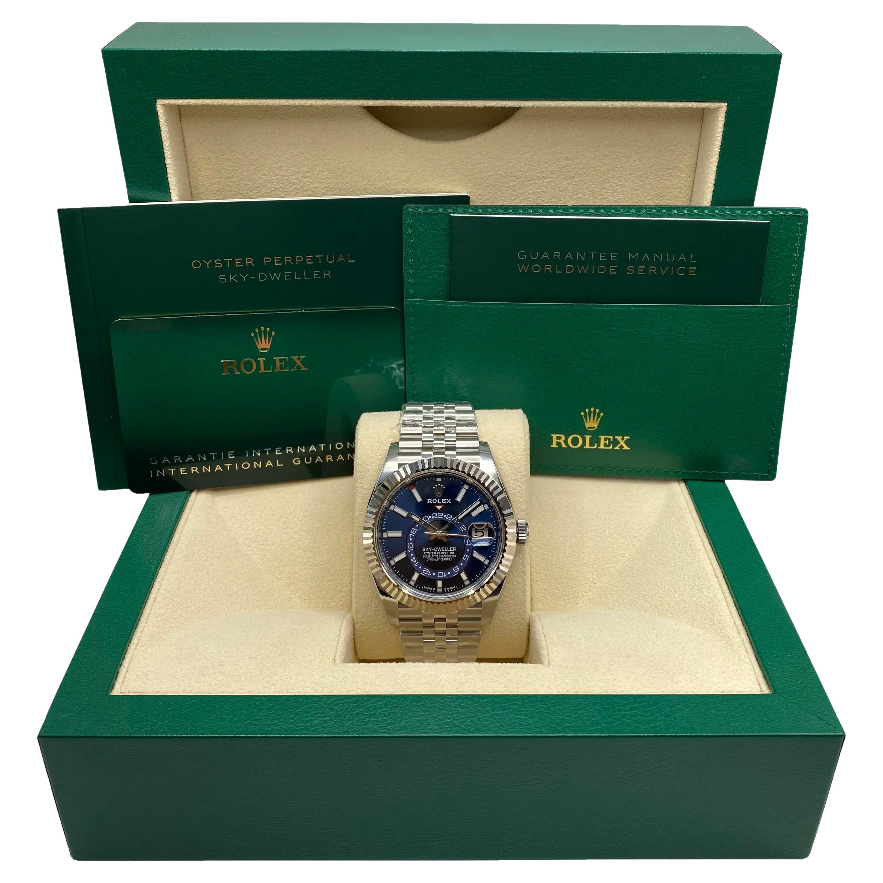NEW Rolex Sky-Dweller Jubilee Steel 18K White Gold Blue Dial Watch 336934
