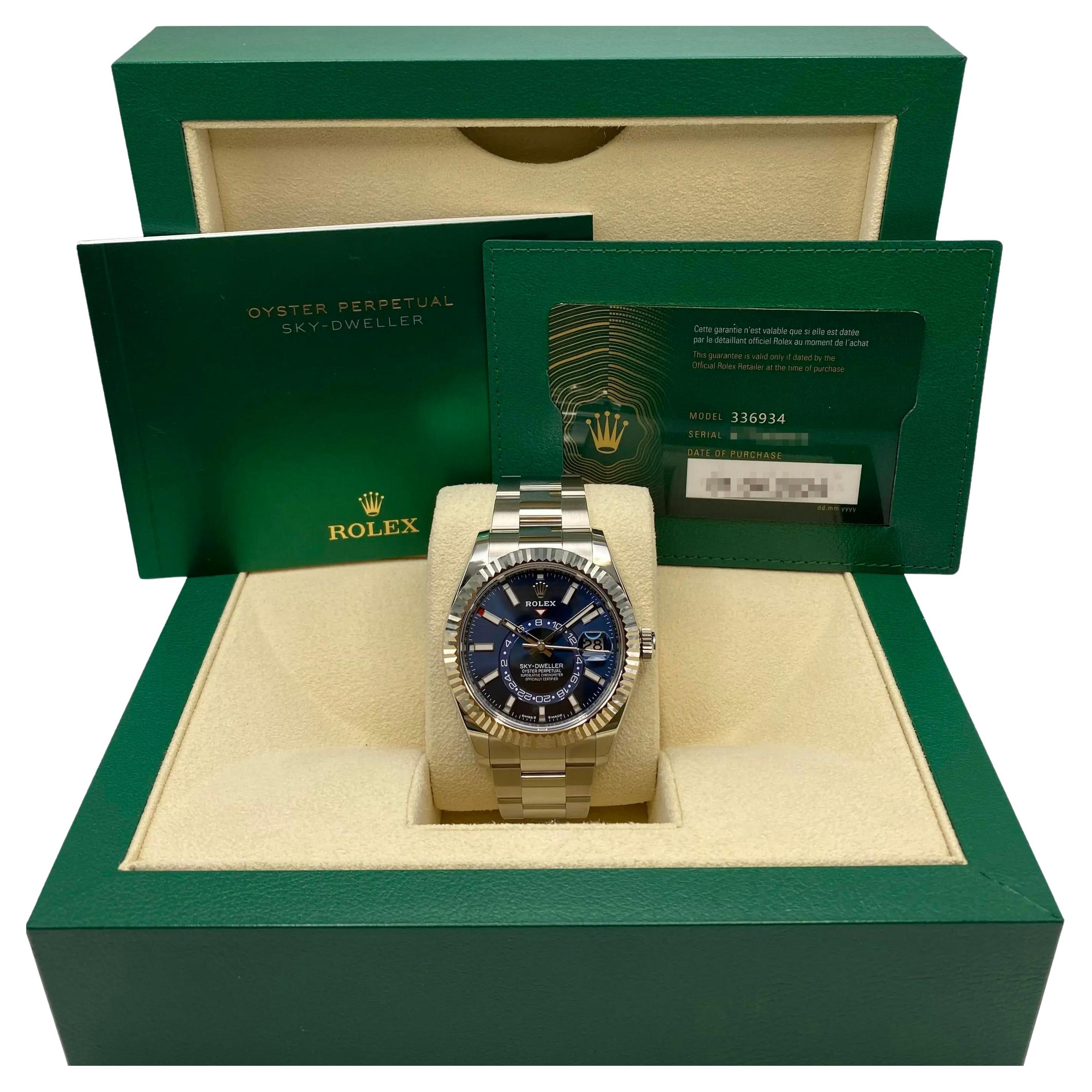 NEW Rolex Sky-Dweller Steel 18K White Gold Blue Dial Automatic Men Watch 336934 For Sale