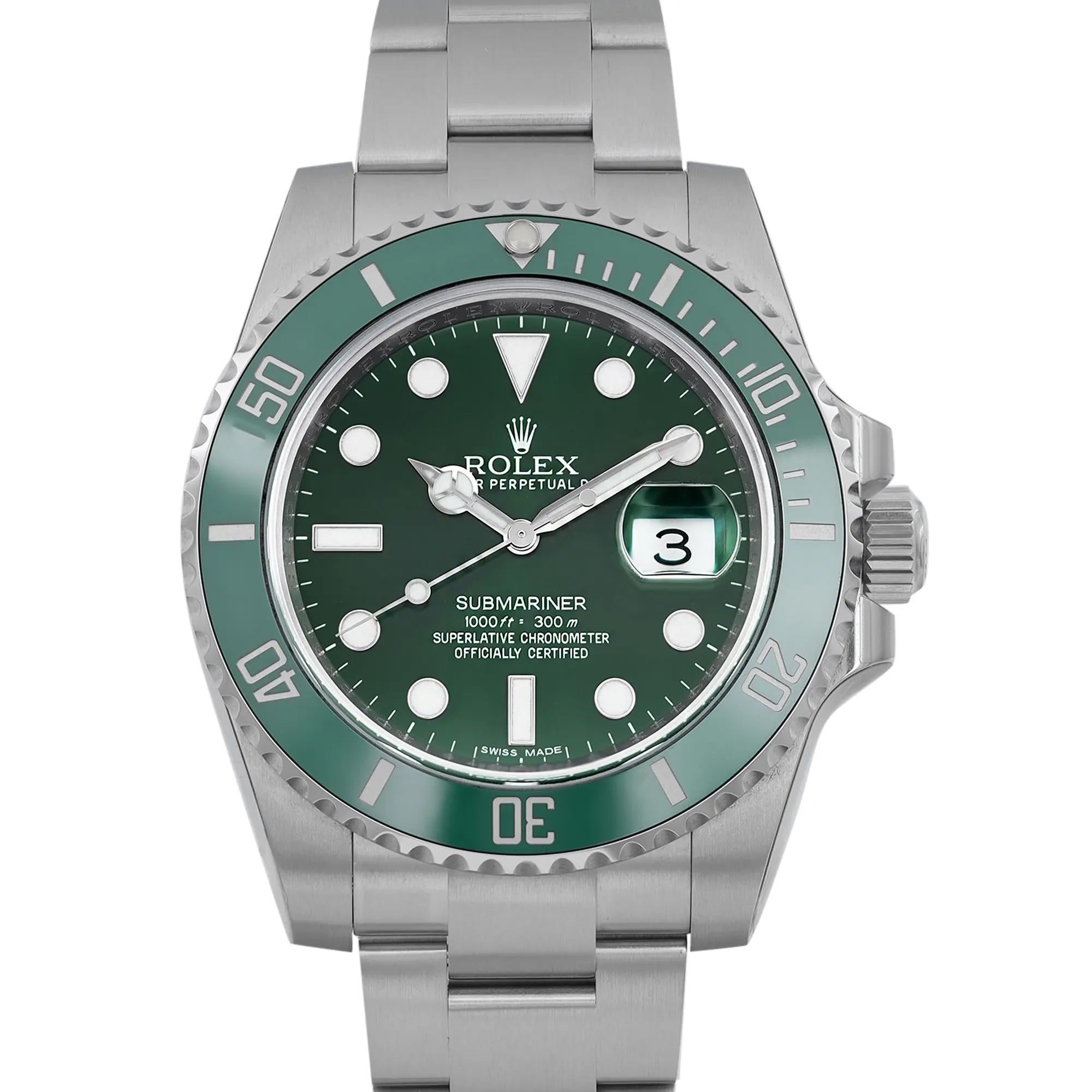 Rare New old stock impossible to find with sticker. 2012 card, Original sticker on the case. Box and paper included.

General Information:

Brand: Rolex
Type: Wristwatch
Department: Men
Model Number: 116610LV
Model: Rolex Submariner
Style:
