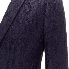 new ROMEO GIGLI JOYCE navy blue floral jacquard blazer jacket IT46 S