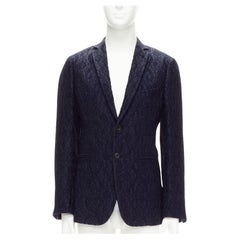 nuovo Romeo Gigli JOYCE giacca blazer blu navy in jacquard floreale IT46 S