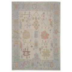 New Room Size Hand Knotted Wool Turkish Oushak Rug